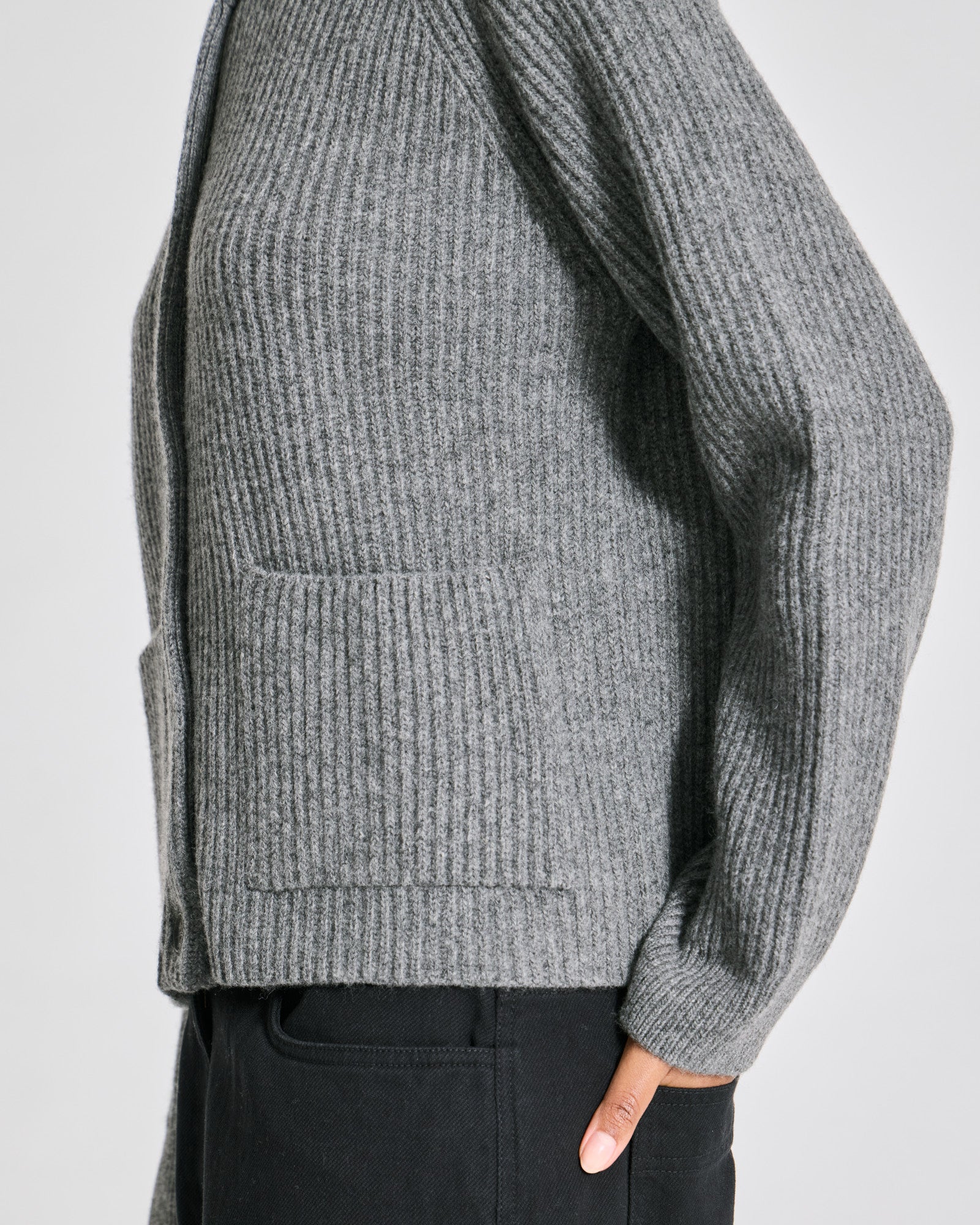 GAI+LISVA Augusta L/S Cardigan Lambswool Knit GOTS Lambswool l Knitwear 631 Grafitti Grey Melangé