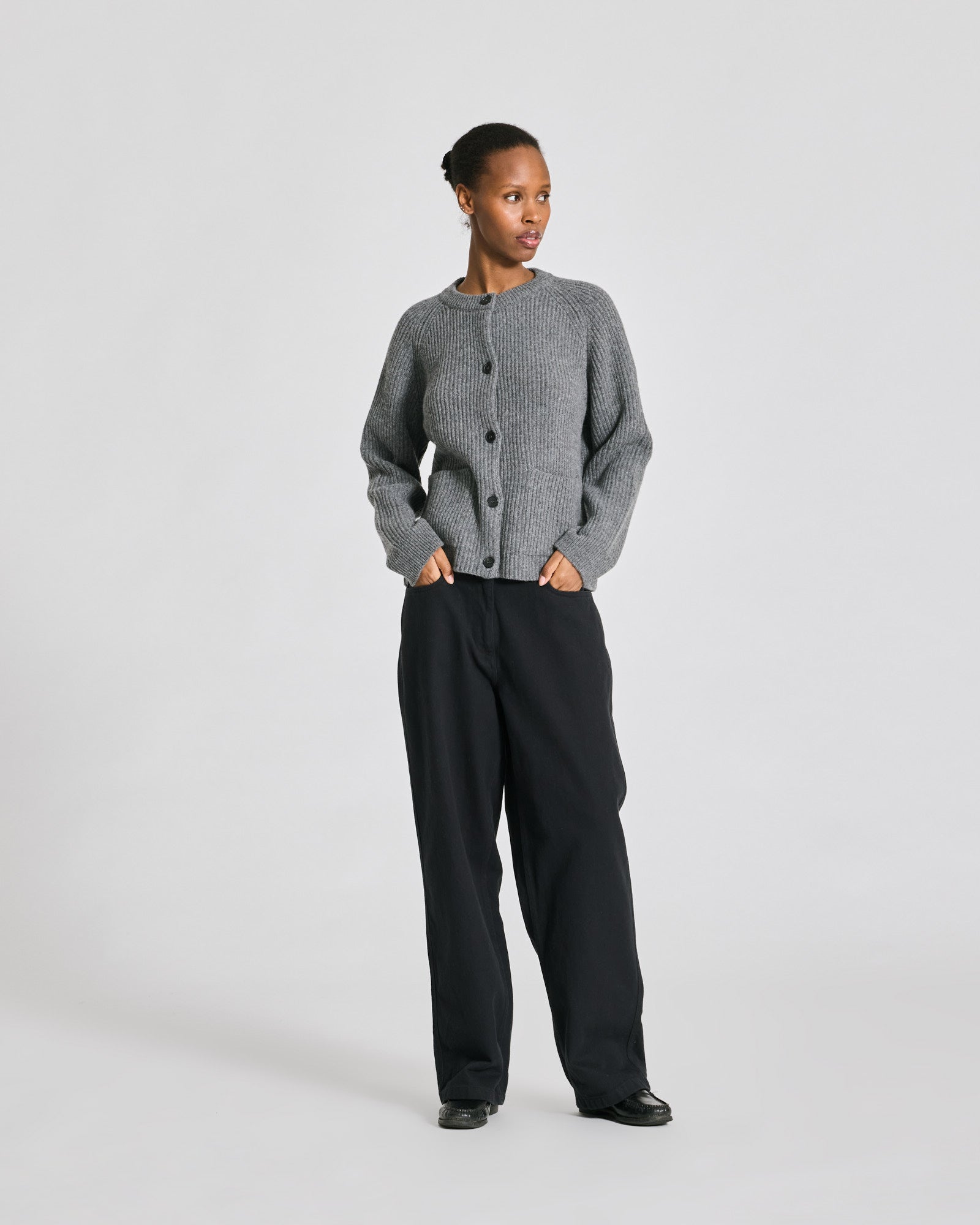GAI+LISVA Augusta L/S Cardigan Lambswool Knit GOTS Lambswool l Knitwear 631 Grafitti Grey Melangé