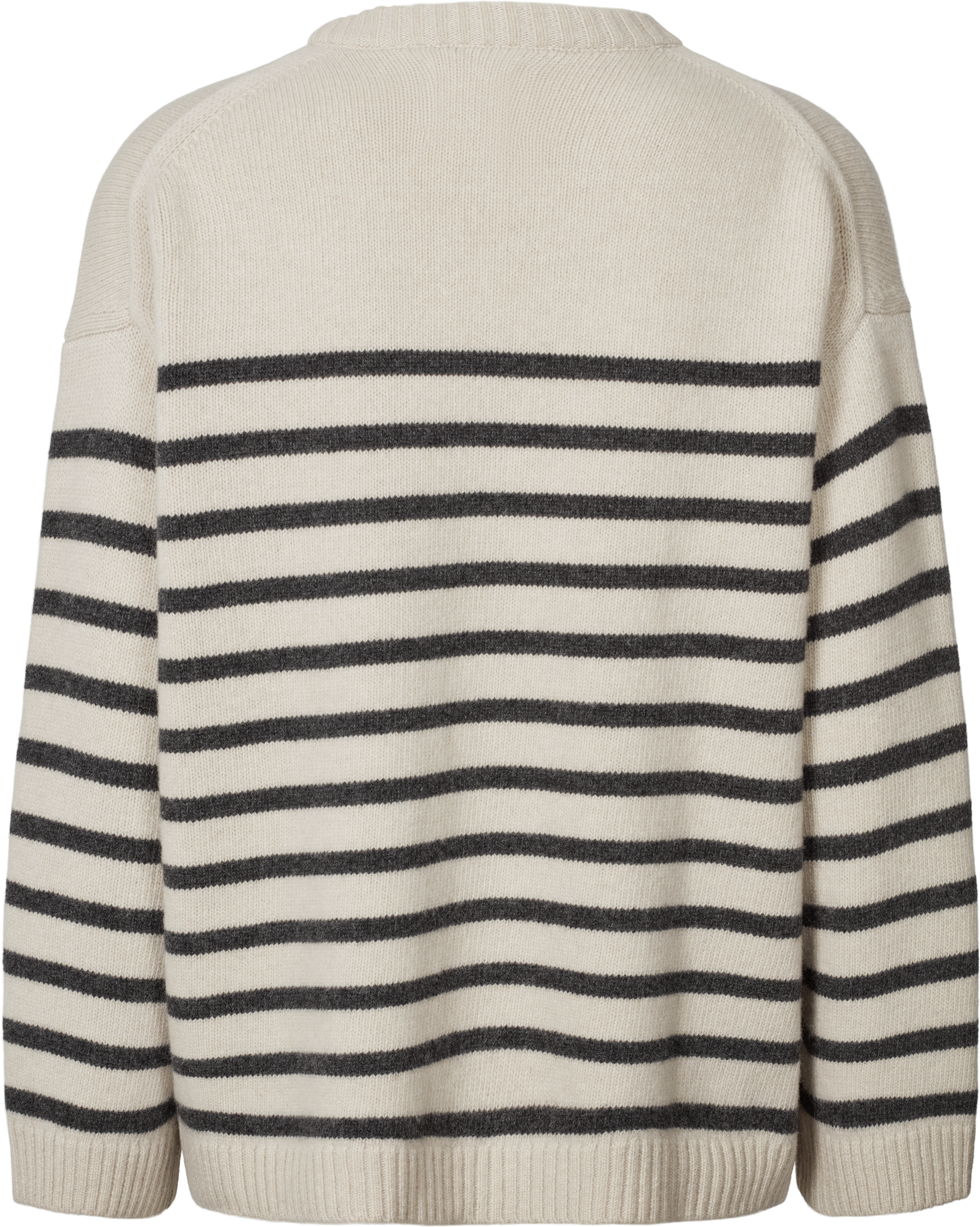 GAI+LISVA Barbera Stripe Lambswool Jumper Knit 135 Island Fossil / Dark Grey Stripe
