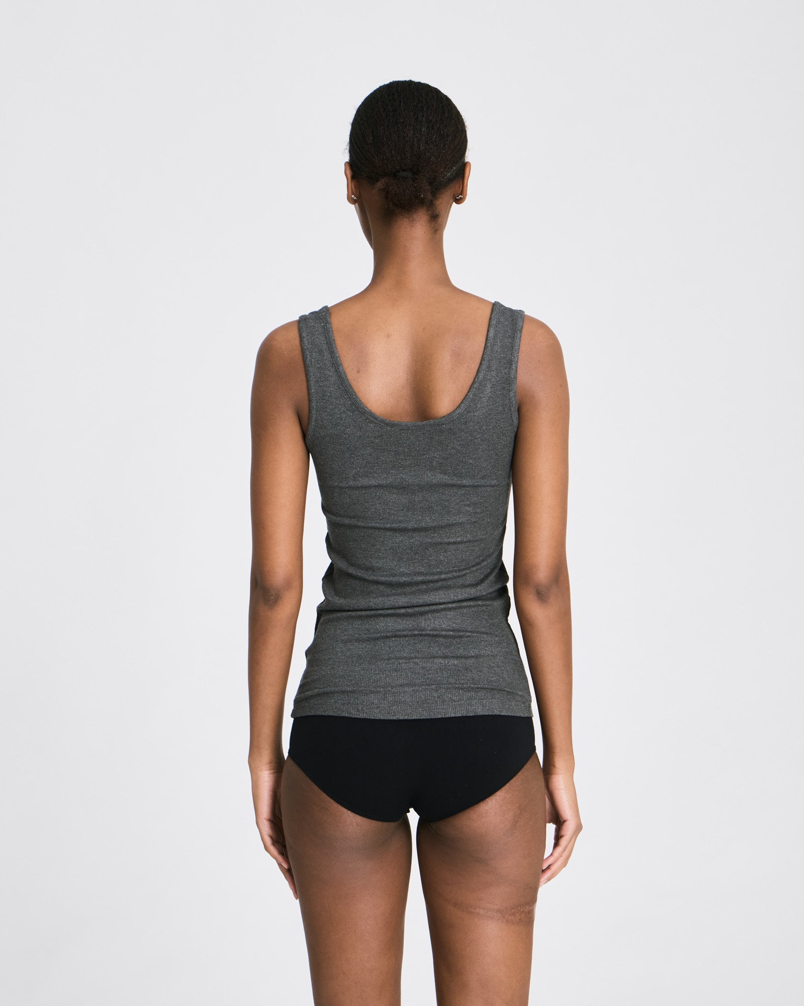 GAI+LISVA Bodil Viscose S´less Stretchable Top 2x2 Rib Tops & T-shirts 764 Dark Grey Melangé