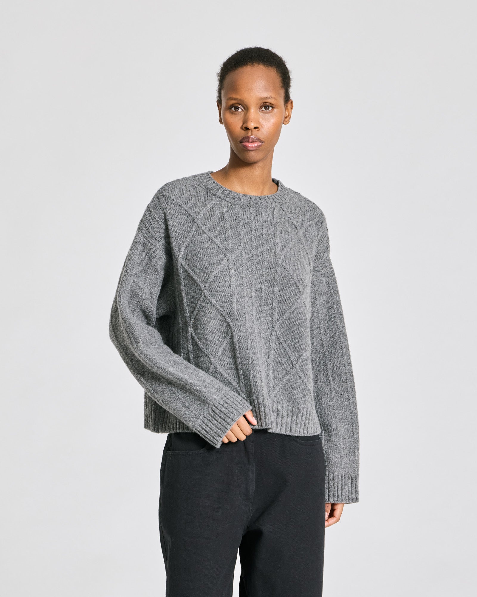 GAI+LISVA Carina L/S Pullover Lambswool Knit GOTS Lambswool l Knitwear 631 Grafitti Grey Melangé
