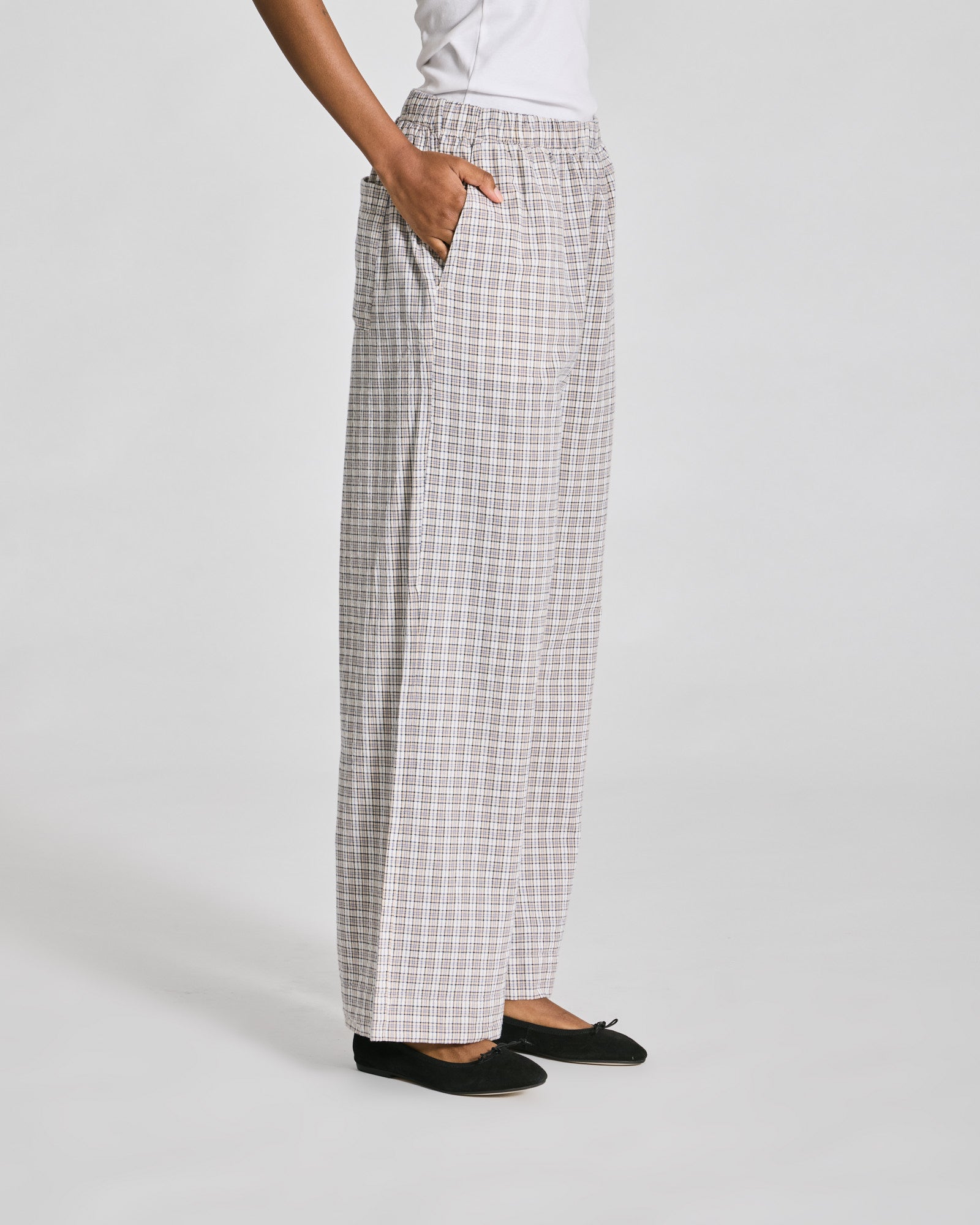 GAI+LISVA Christine Checkered Poplin Pants GOTS Trousers & Shorts 740 Ecru Checkered