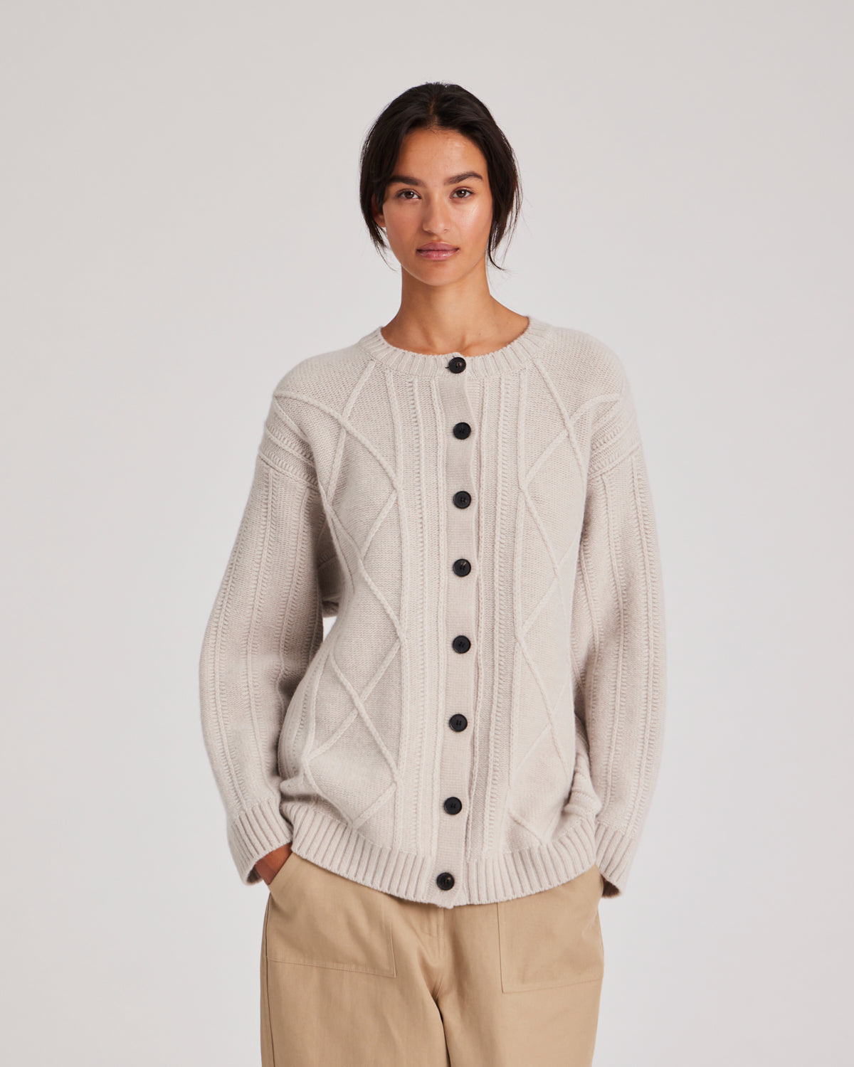 GAI+LISVA Clara Lammwoll-Strickjacke Knit 826 Island Fossil