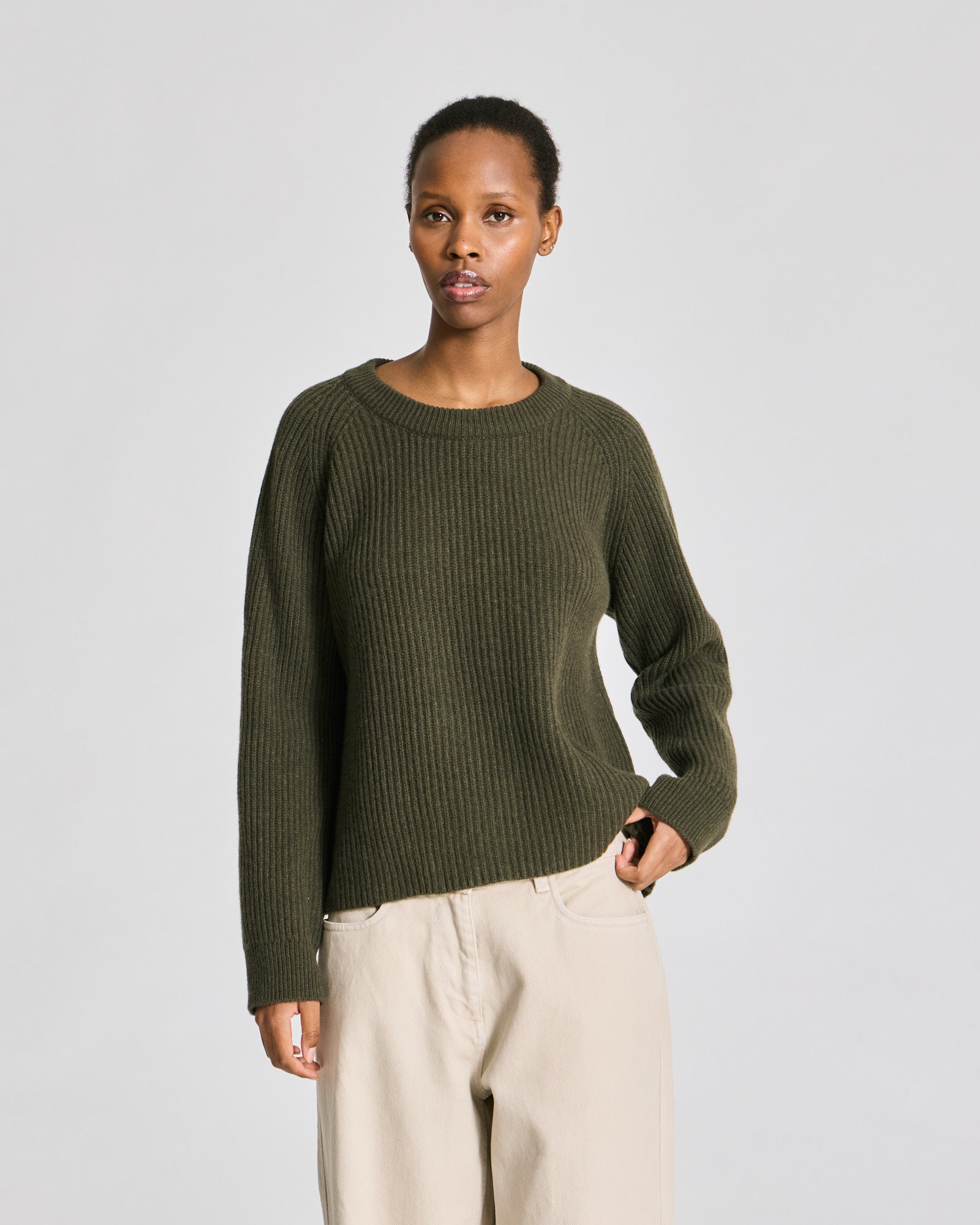 GAI+LISVA Dorthea L/S Pullover Lambswool Knit Lambswool l Knitwear 170 Olive Night Melangé