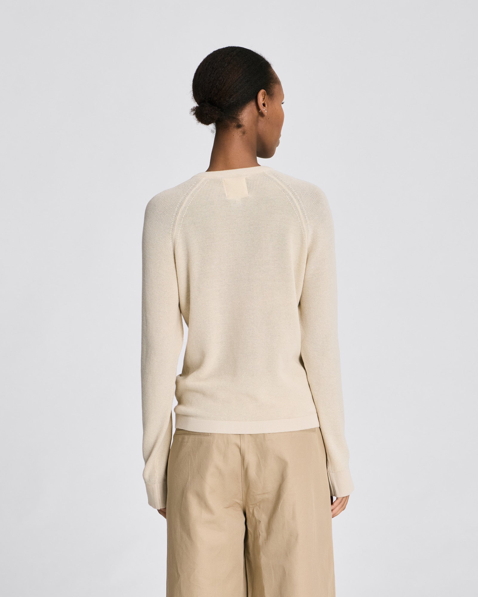 GAI+LISVA Ella L/S Cotton Rib Cardigan GOTS Cotton l Knitwear 151 Ecru