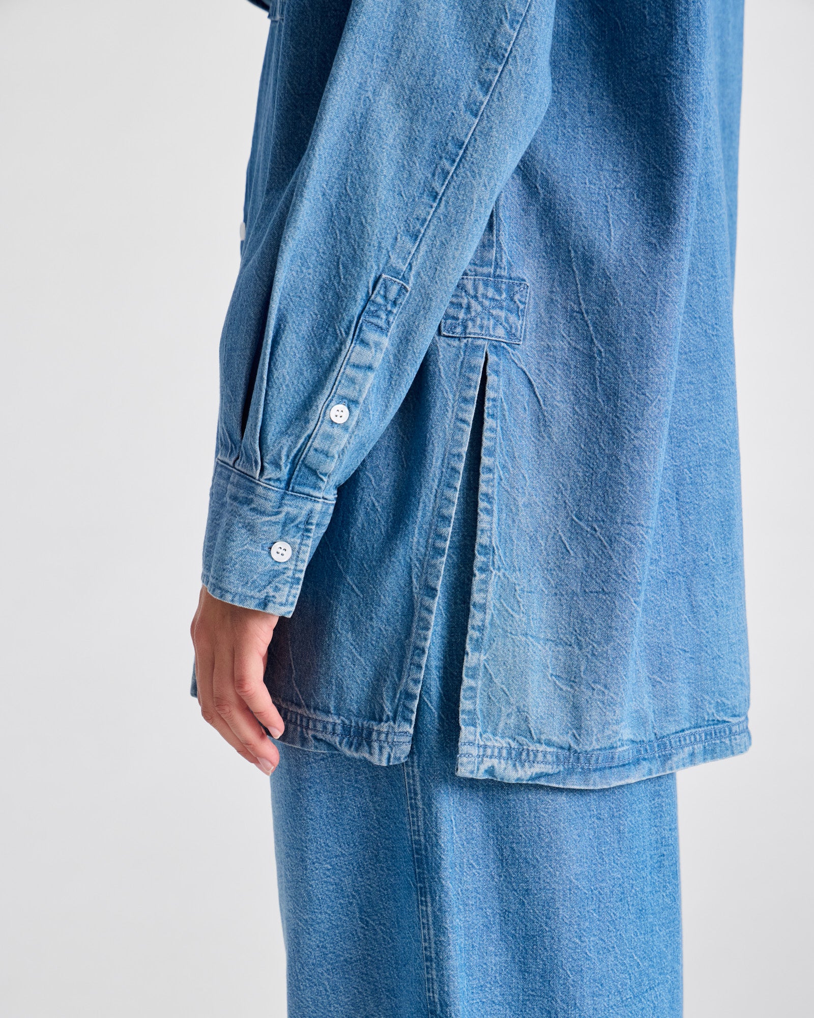 GAI+LISVA Else L/S Cotton Denim Light Washed Shirt Shirts & Blouses 710 Blue Denim