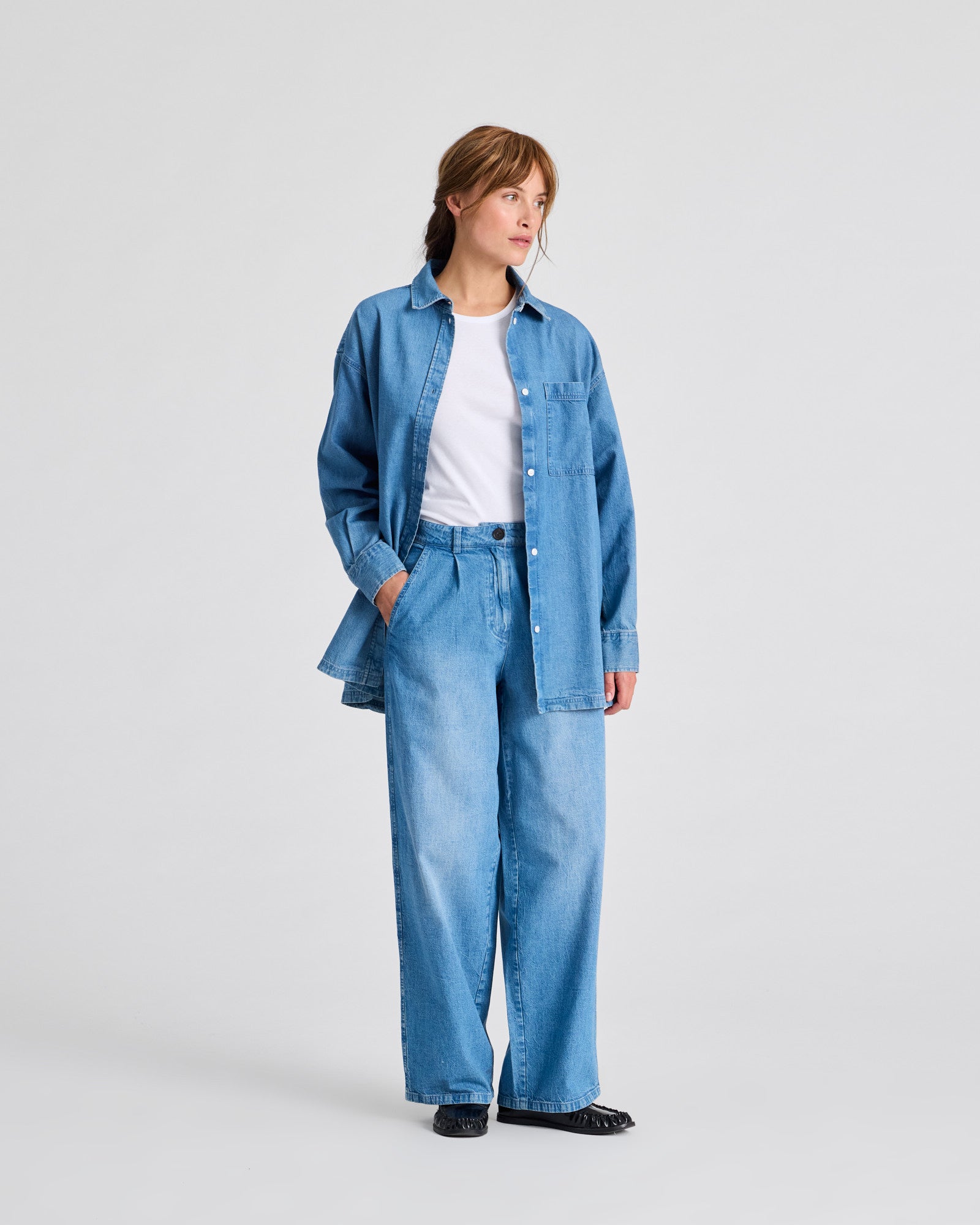 GAI+LISVA Else L/S Cotton Denim Light Washed Shirt Shirts & Blouses 710 Blue Denim