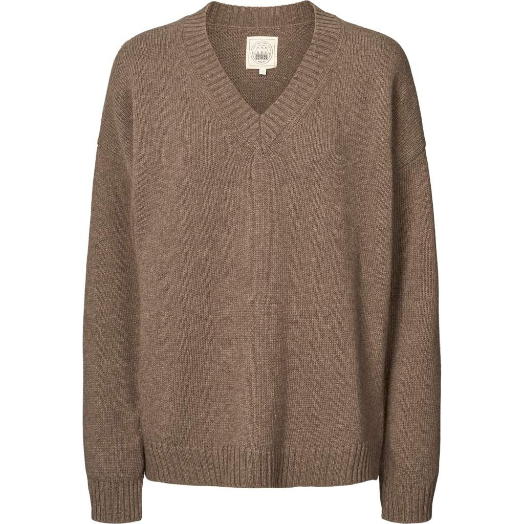 GAI+LISVA Elvira Lambswool V-neck Knit GOTS Lambswool l Knitwear 756 Mole Melangé