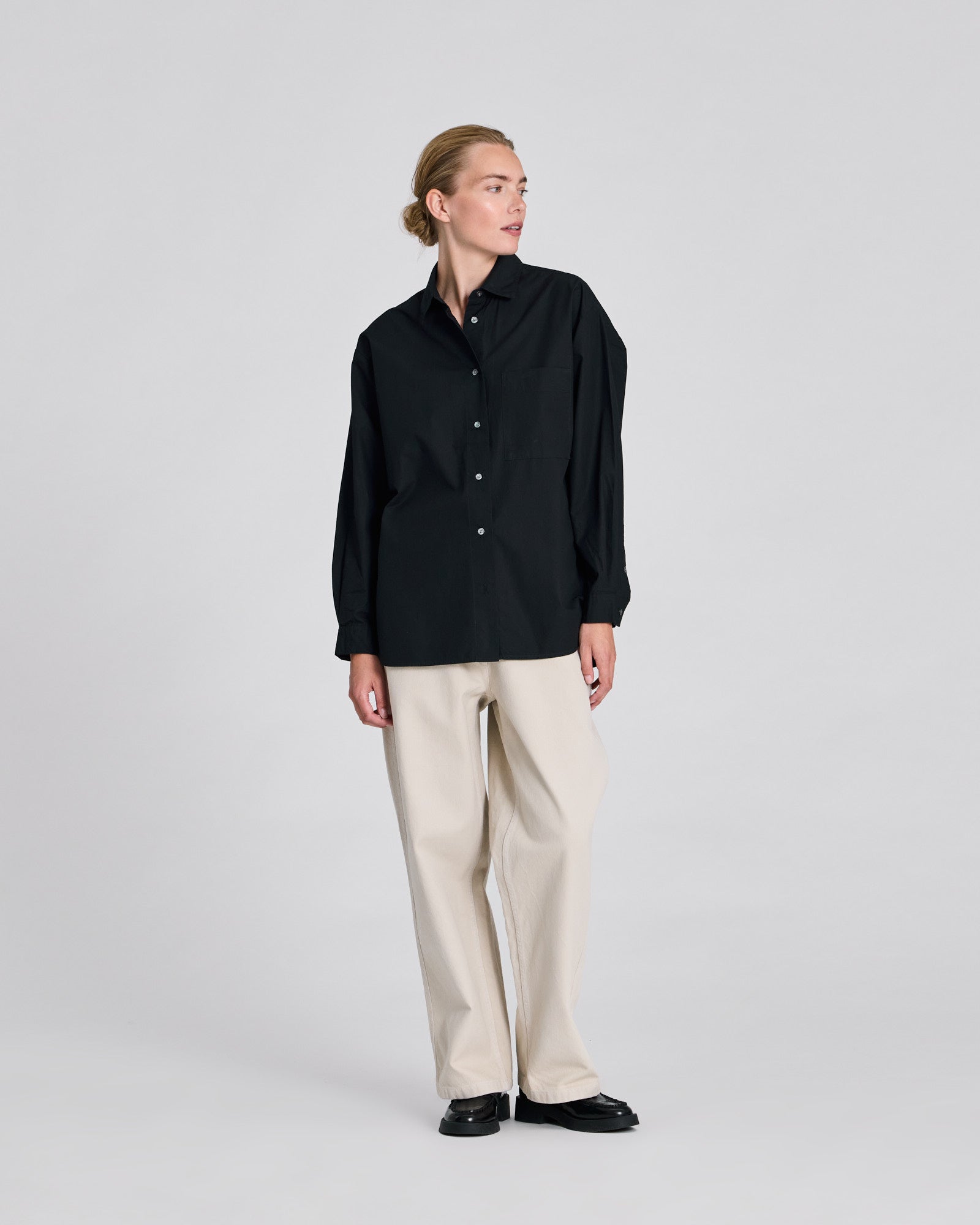 GAI+LISVA Eva L/S Poplin Shirt Shirts & Blouses 652 Stretch Limo Black