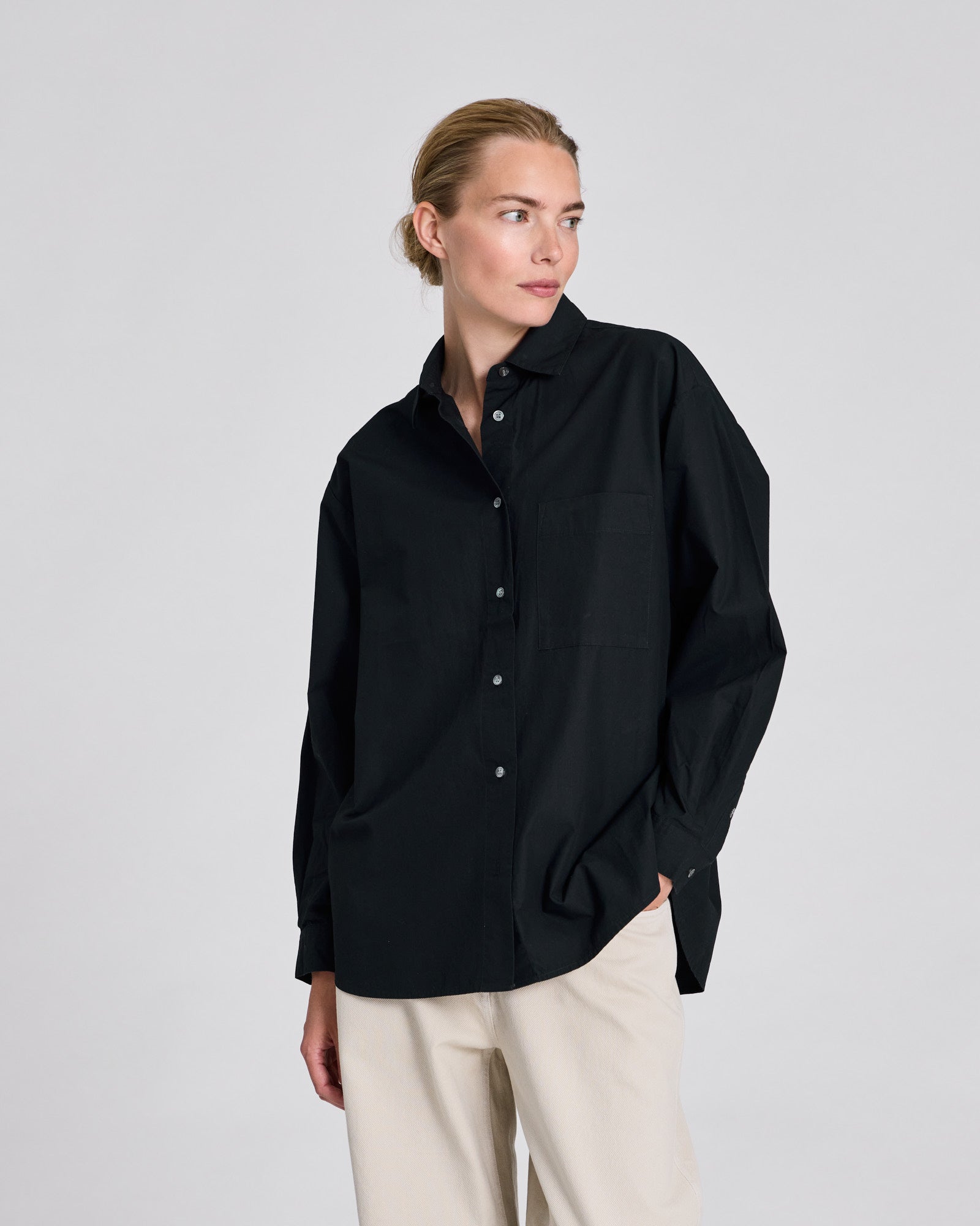 GAI+LISVA Eva L/S Poplin Shirt Shirts & Blouses 652 Stretch Limo Black