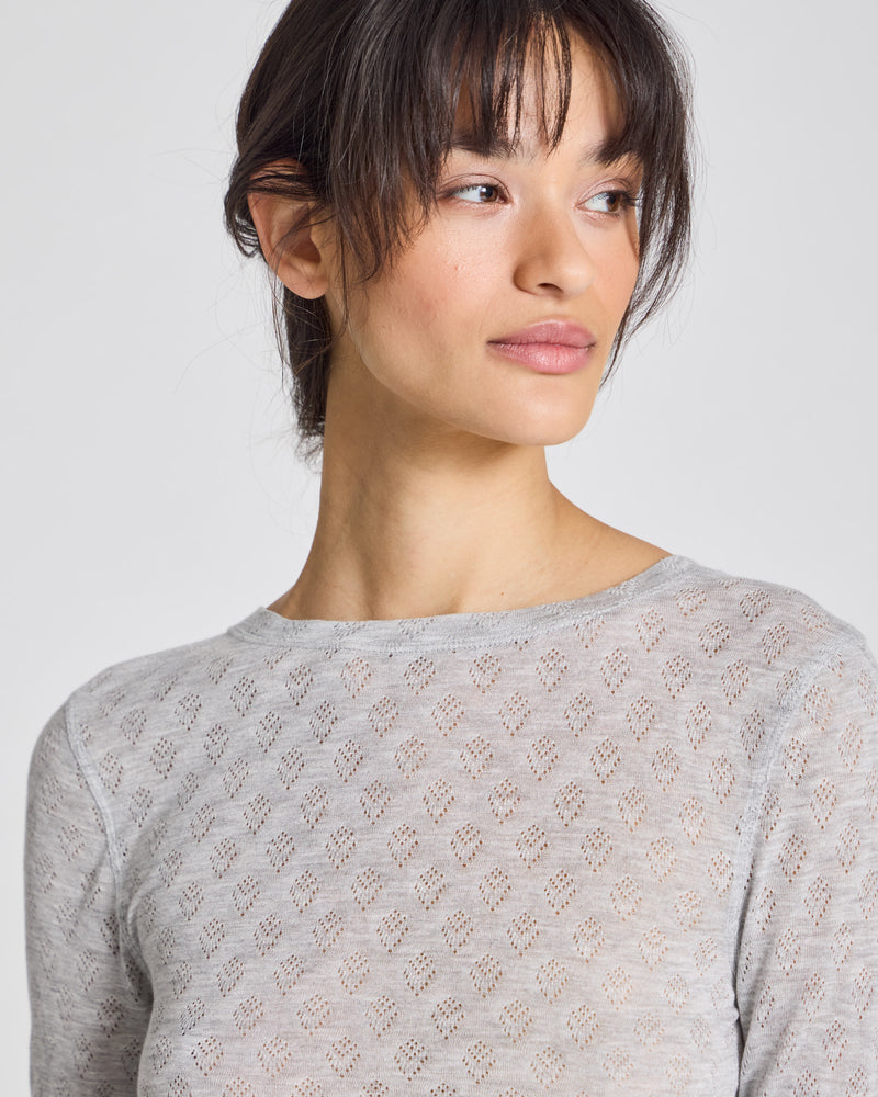 GAI+LISVA Fermi Silk Top Top 601 Light Grey Melange