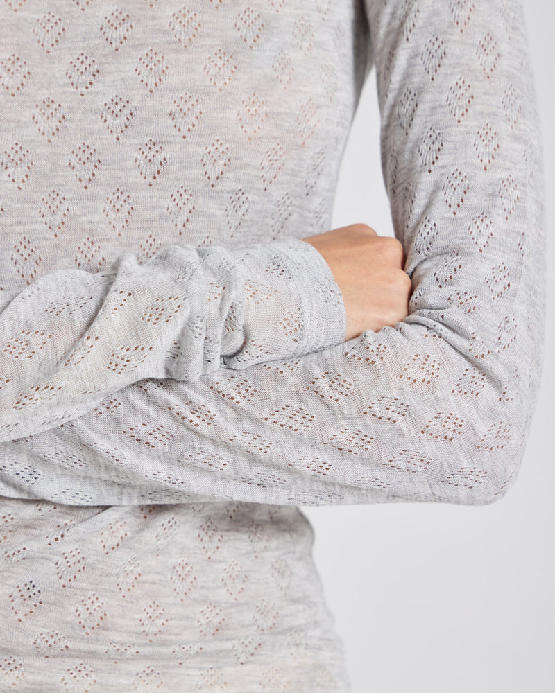 GAI+LISVA Fermi Silk Top Top 601 Light Grey Melange