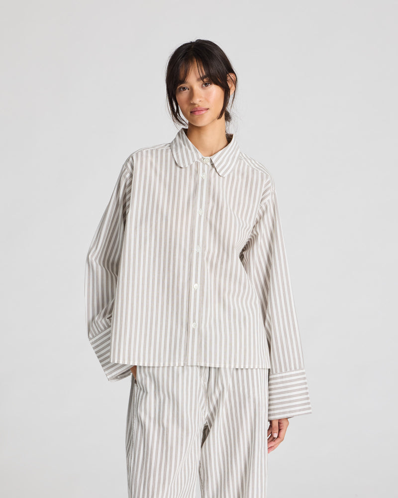 GAI+LISVA Flora Shirt yarn dyed Shirt 856 White/ Kangaroo