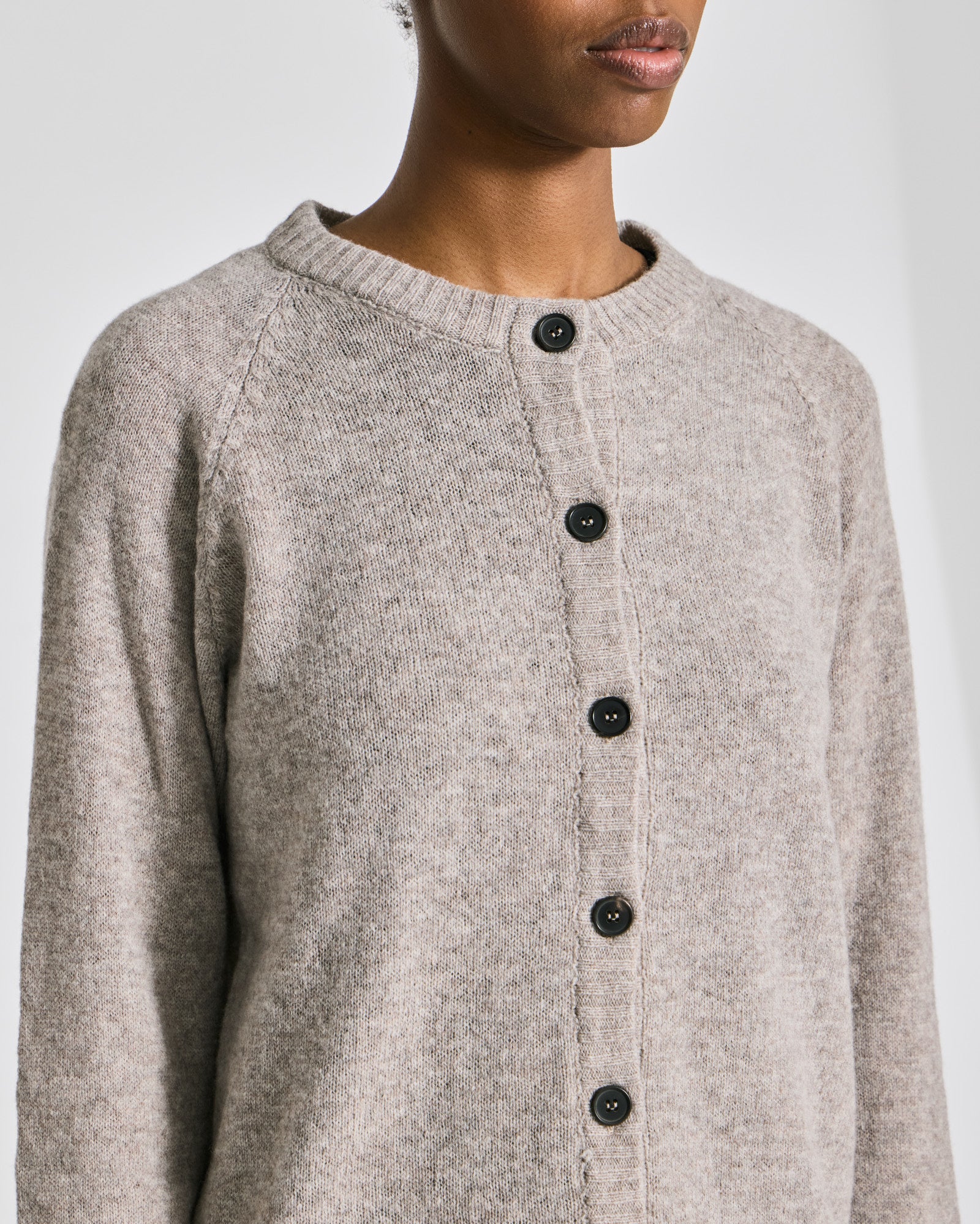 GAI+LISVA Gry L/S Cardigan Lambswool Knit Lambswool l Knitwear 173 Stone Grey Melangé