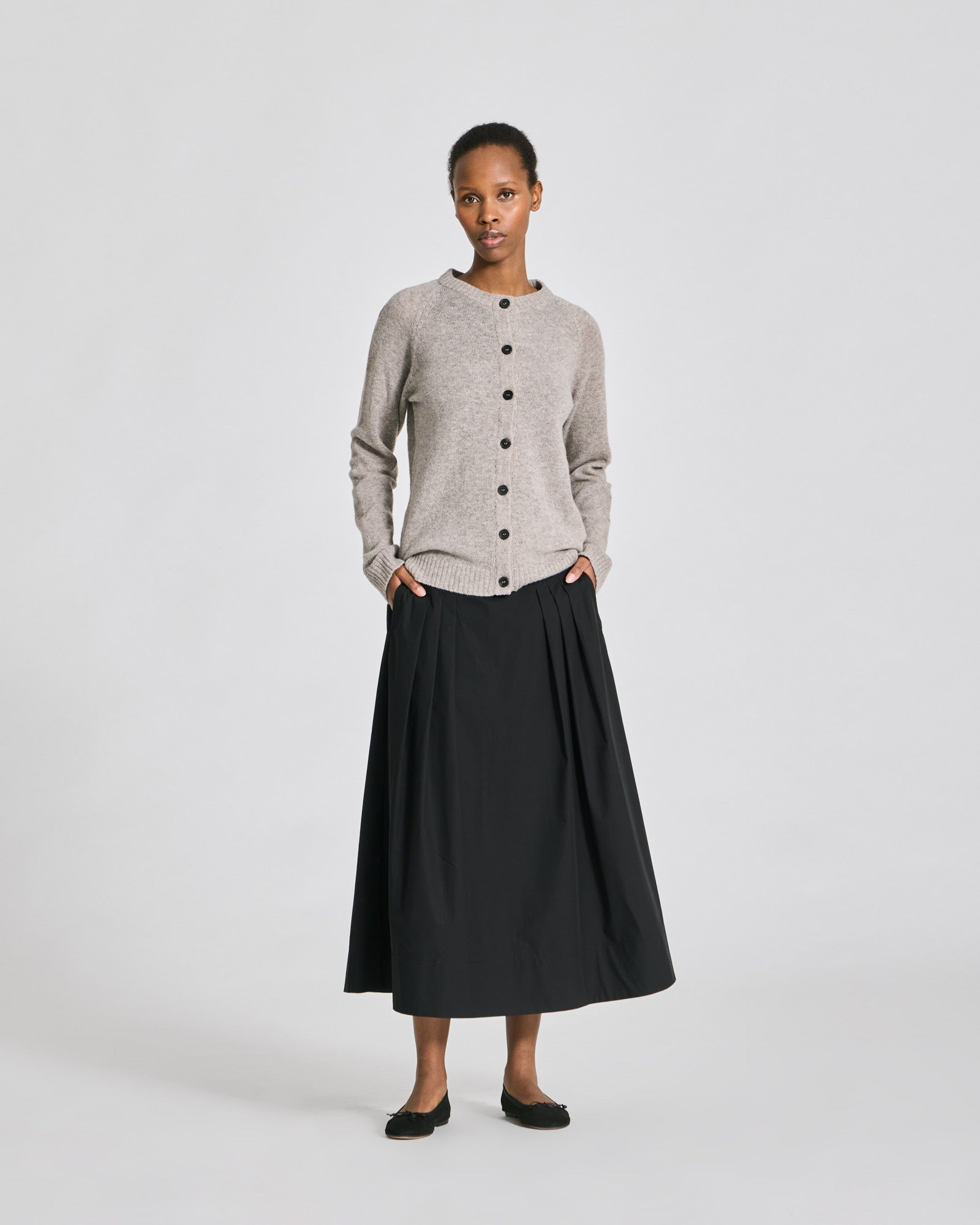 GAI+LISVA Gry L/S Cardigan Lambswool Knit Lambswool l Knitwear 173 Stone Grey Melangé