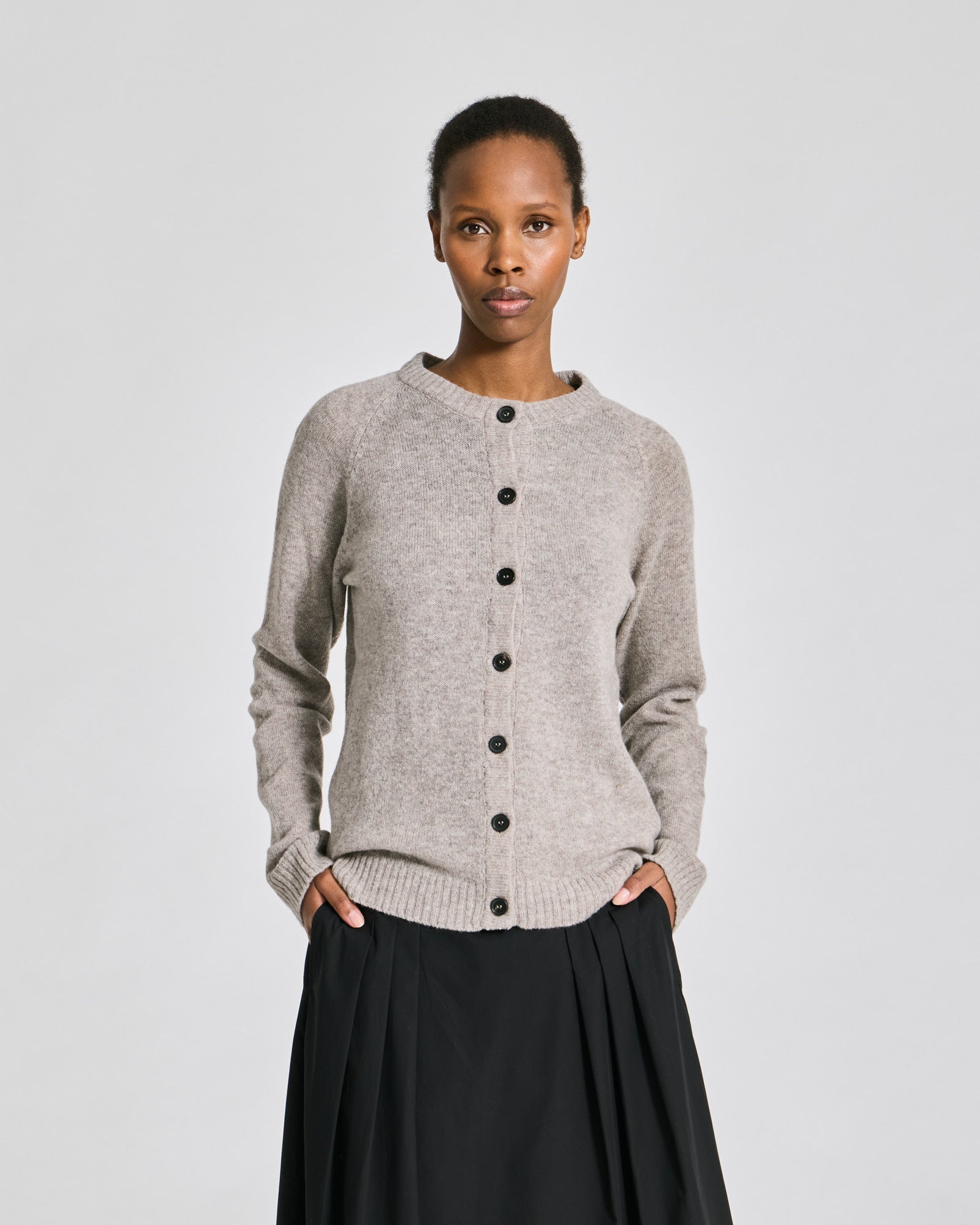 GAI+LISVA Gry L/S Cardigan Lambswool Knit Lambswool l Knitwear 173 Stone Grey Melangé