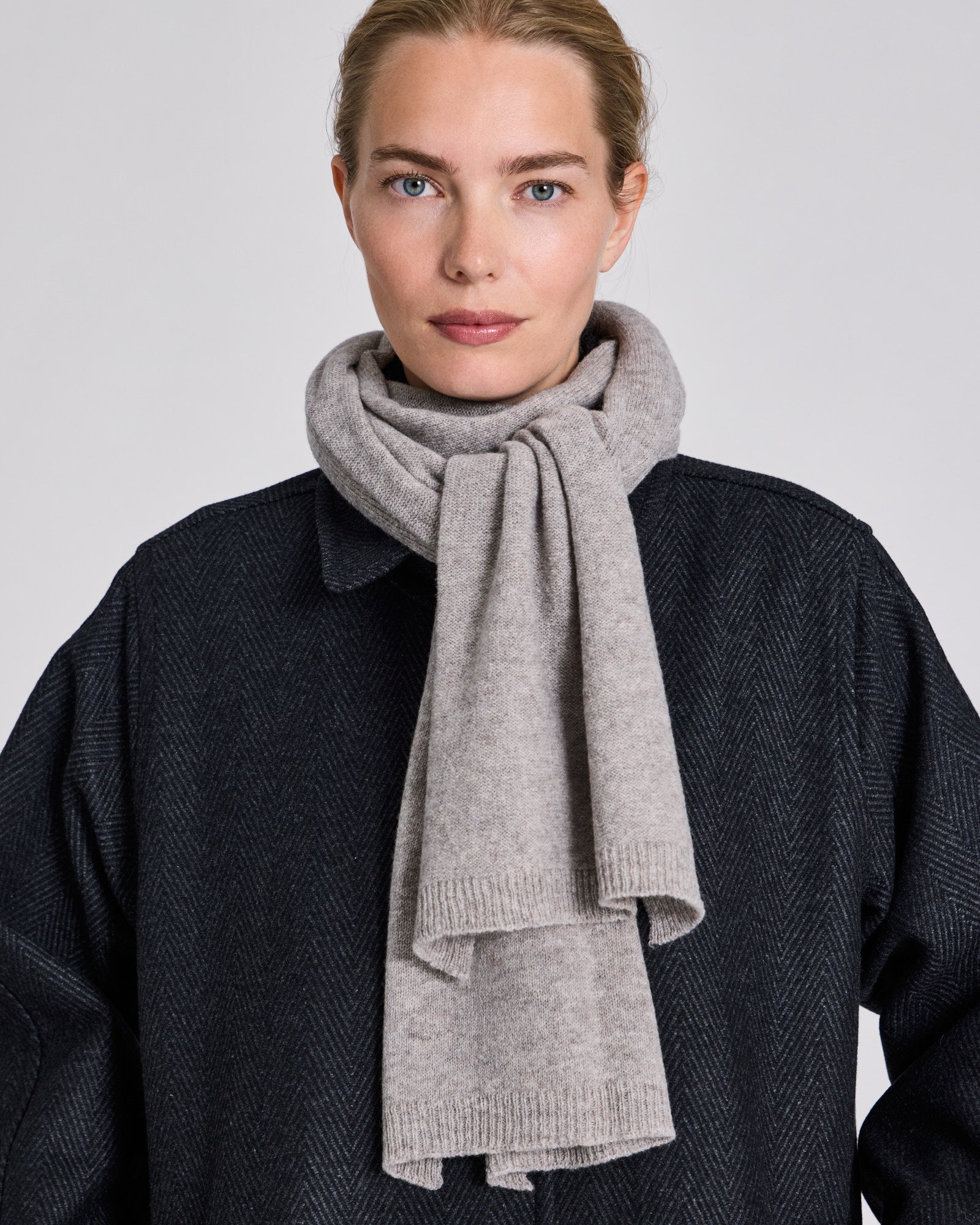 GAI+LISVA Gunvor Lambswool Knit Scarf Lambswool l Knitwear 173 Stone Grey Melangé