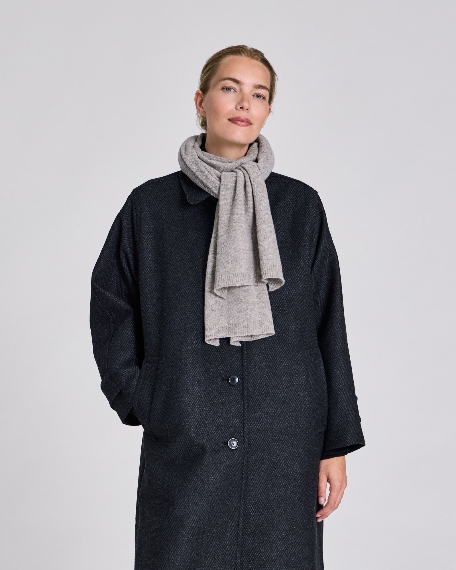 GAI+LISVA Gunvor Lambswool Knit Scarf Lambswool l Knitwear 173 Stone Grey Melangé