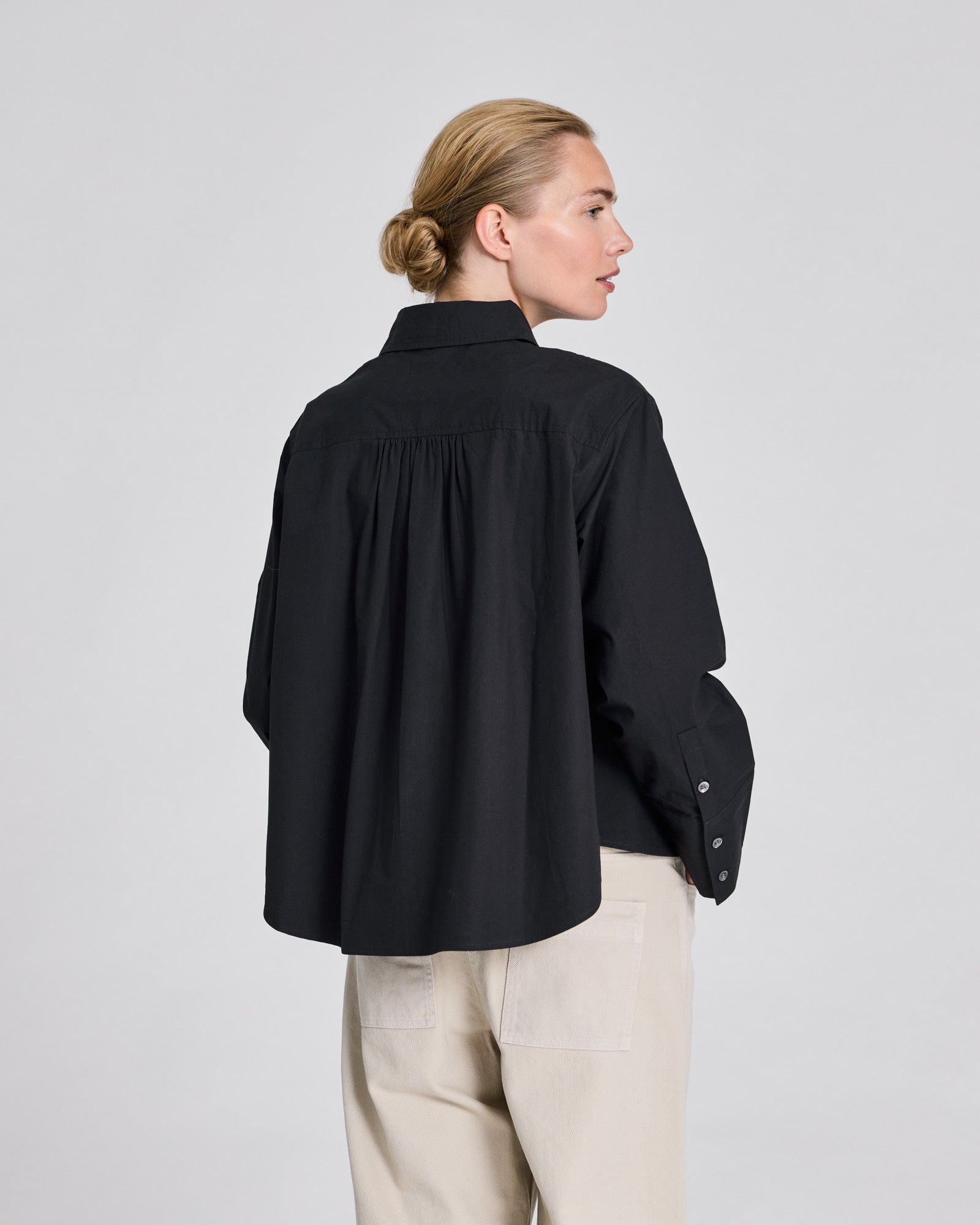 GAI+LISVA Isabella L/S Poplin Shirt Shirts & Blouses 652 Stretch Limo Black