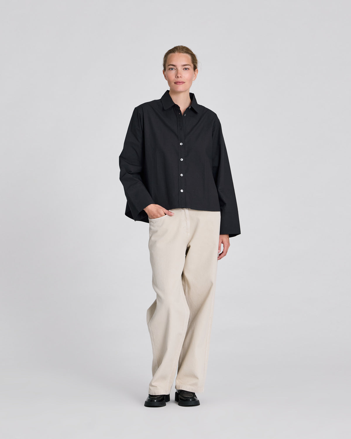 GAI+LISVA Isabella L/S Poplin Shirt Shirts & Blouses 652 Stretch Limo Black