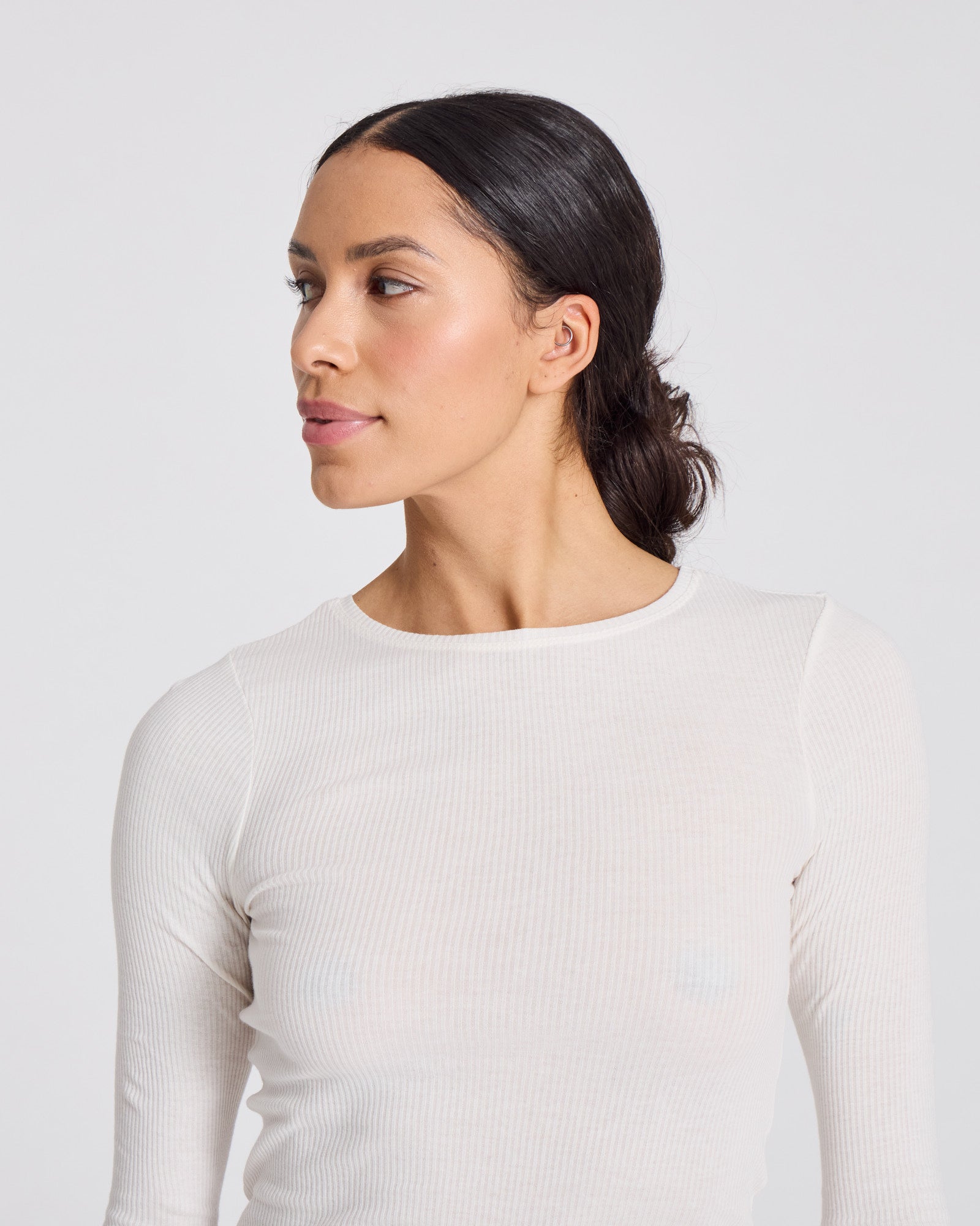 GAI+LISVA Lise L/S Cotton Top 3x2x Rib GOTS 243975 Top 150 Off White