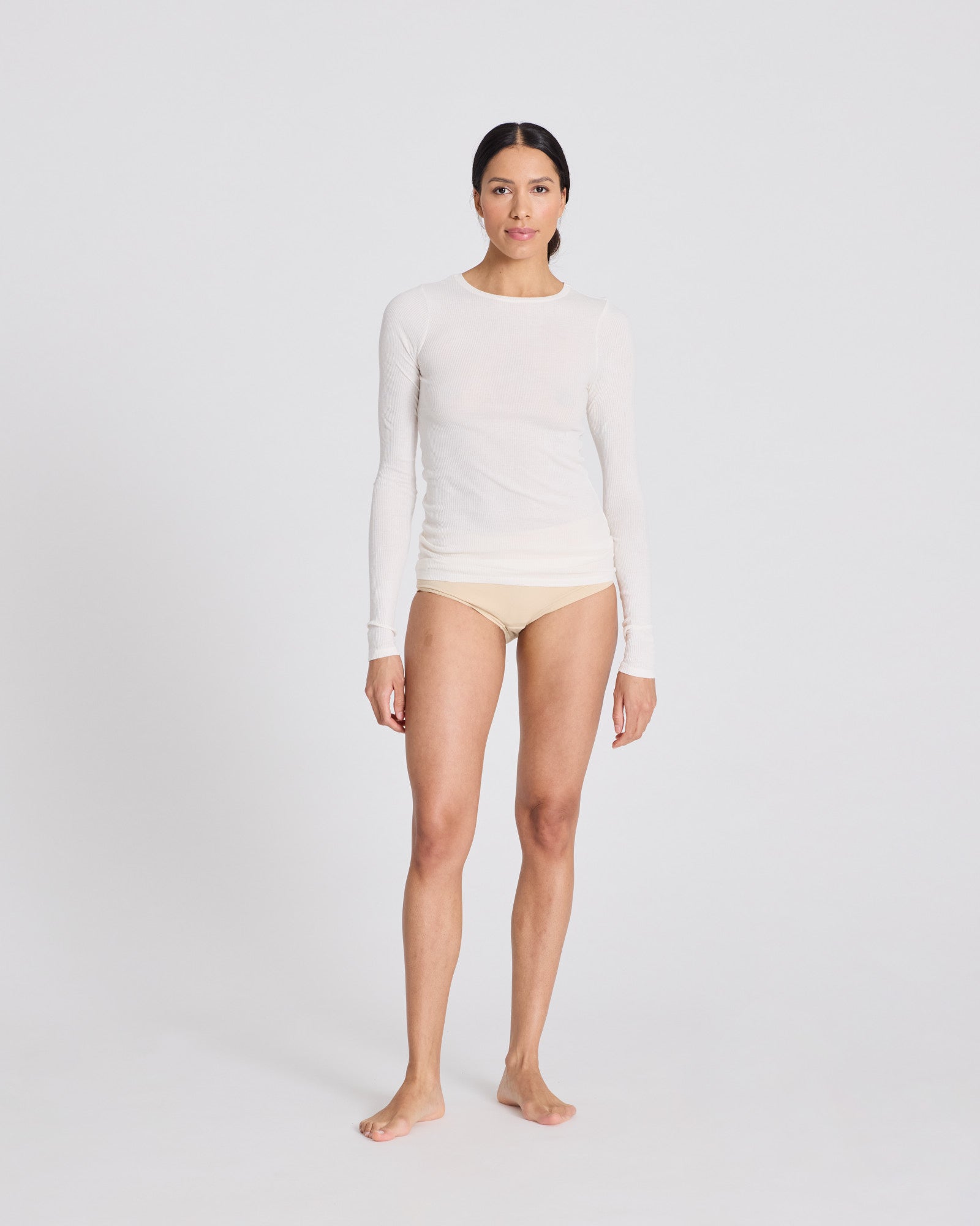 GAI+LISVA Lise L/S Cotton Top 3x2x Rib GOTS 243975 Top 150 Off White