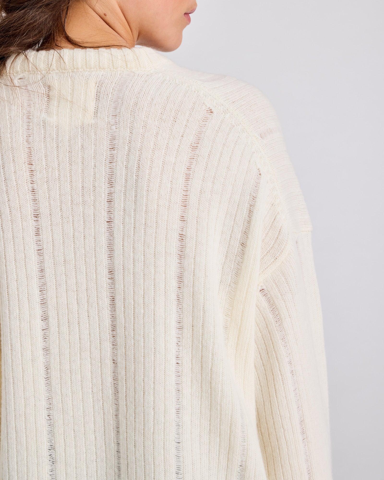 GAI+LISVA Magda L/S Drop Needle Lambswool GOTS Lambswool l Knitwear 124 Whisper White