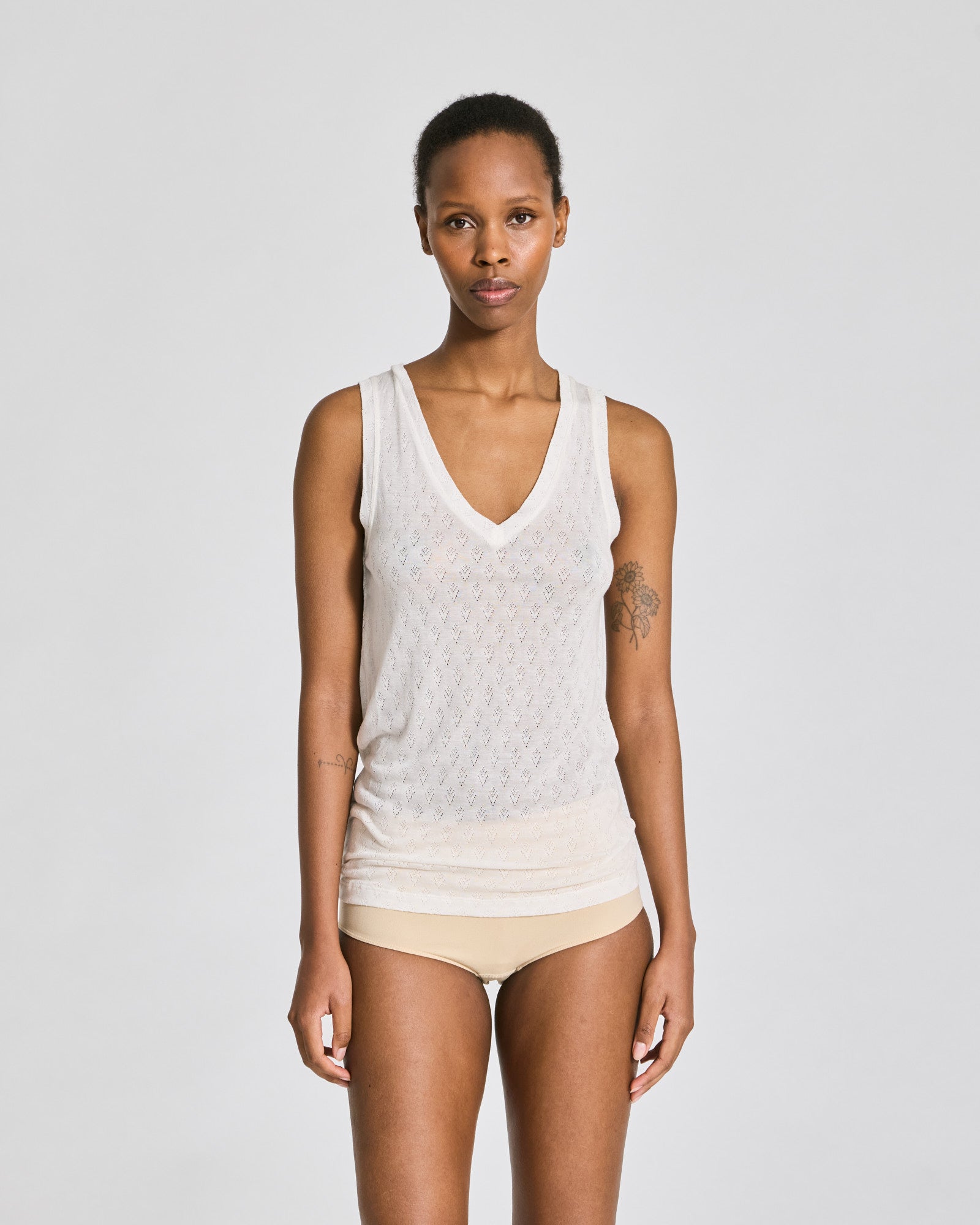 GAI+LISVA Ottelia V-neck S´less Silk Top Tops & T-shirts 150 Off White