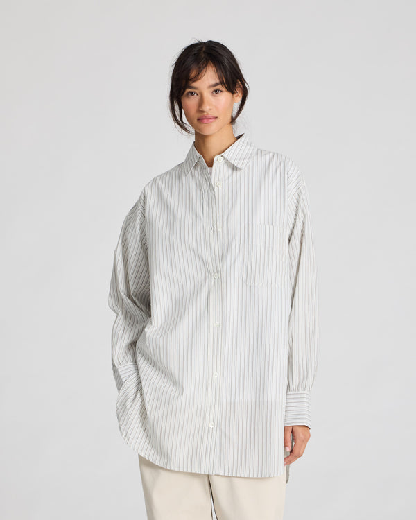 GAI+LISVA Rosa Pinstripe Shirt Cotton Poplin Shirt 961 Blue pin stripe