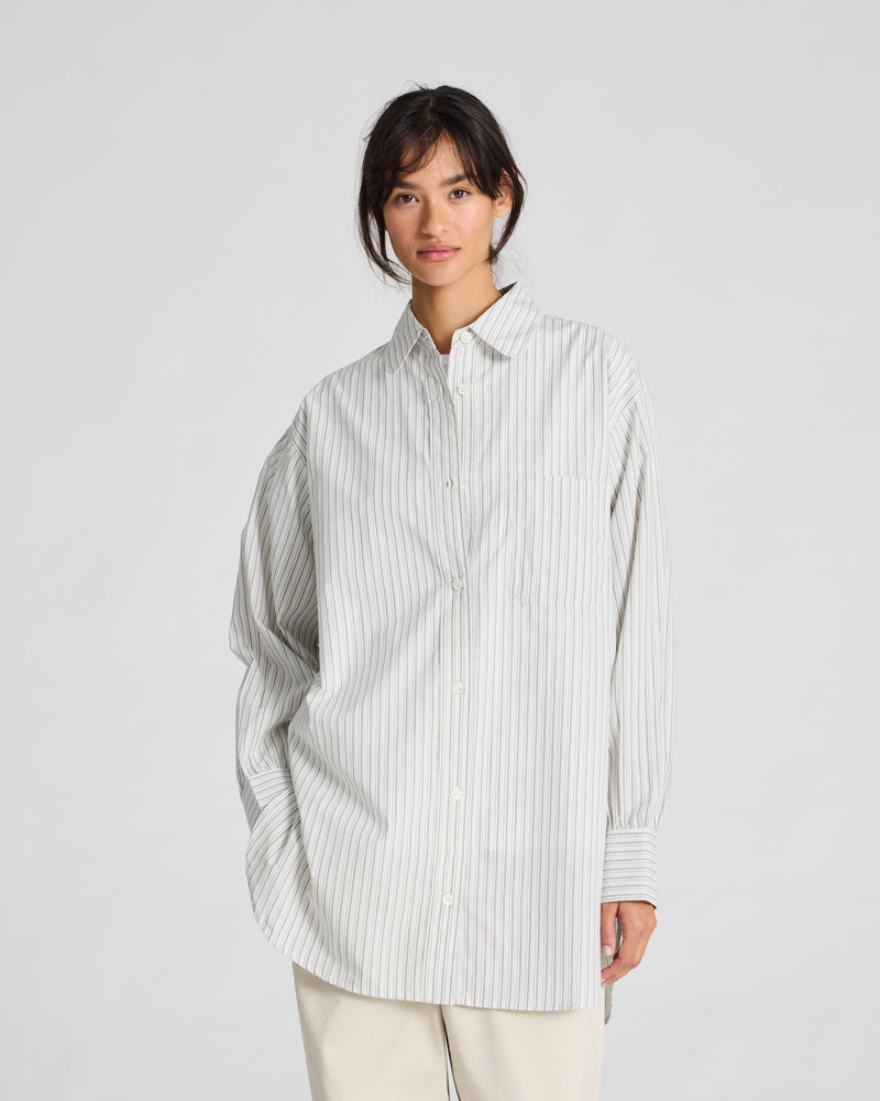 GAI+LISVA Rosa Pinstripe Shirt Cotton Poplin Shirt 961 Blue pin stripe