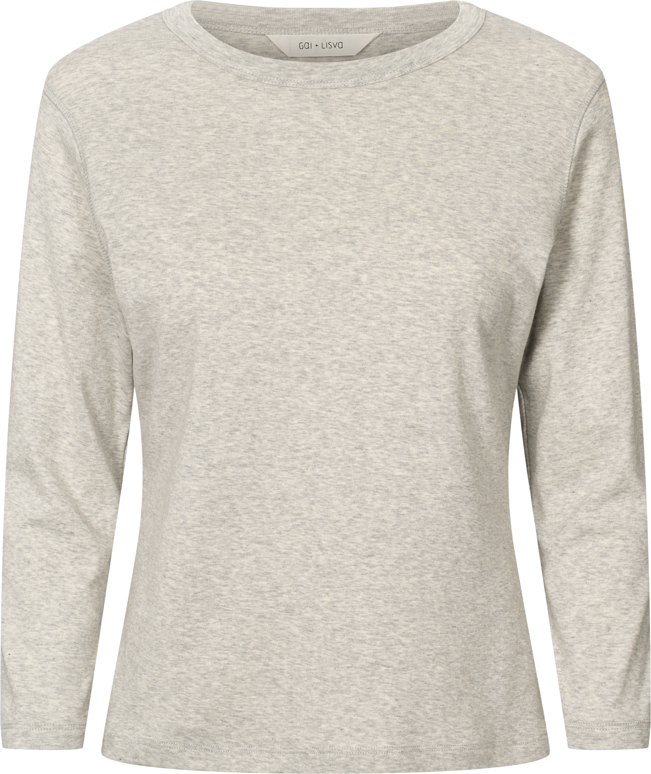 GAI+LISVA Sascha 3/4 Sleeve Cotton Top Tops & T-shirts 601 Light Grey Melange