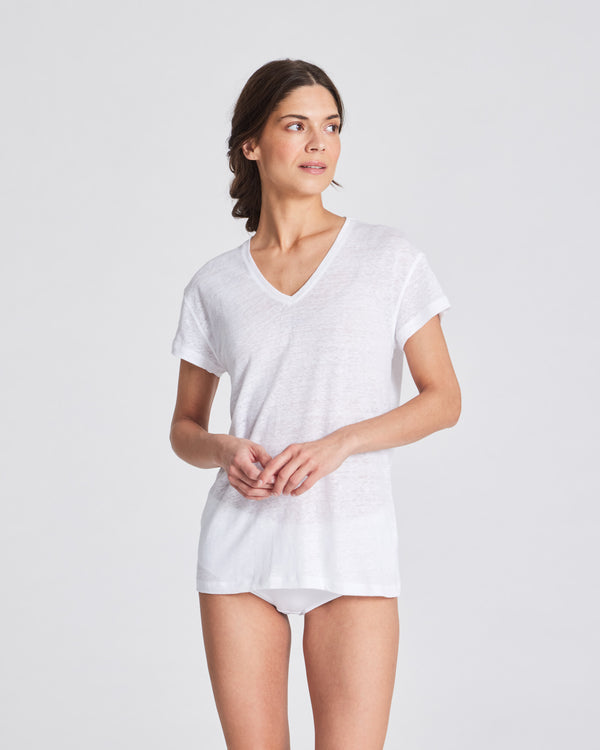 GAI+LISVA Simone Linen Tee Shirt Top 100 White