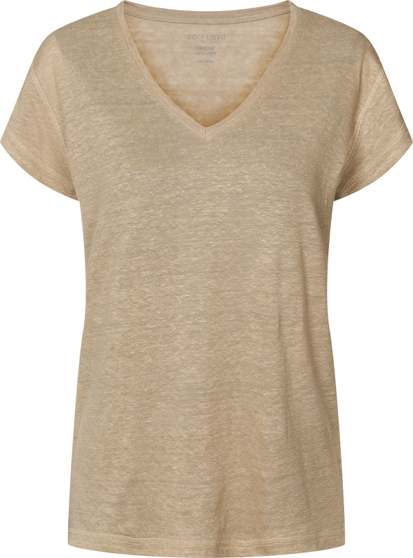 GAI+LISVA Simone Linen Tee Shirt Top 735 Chinchilla