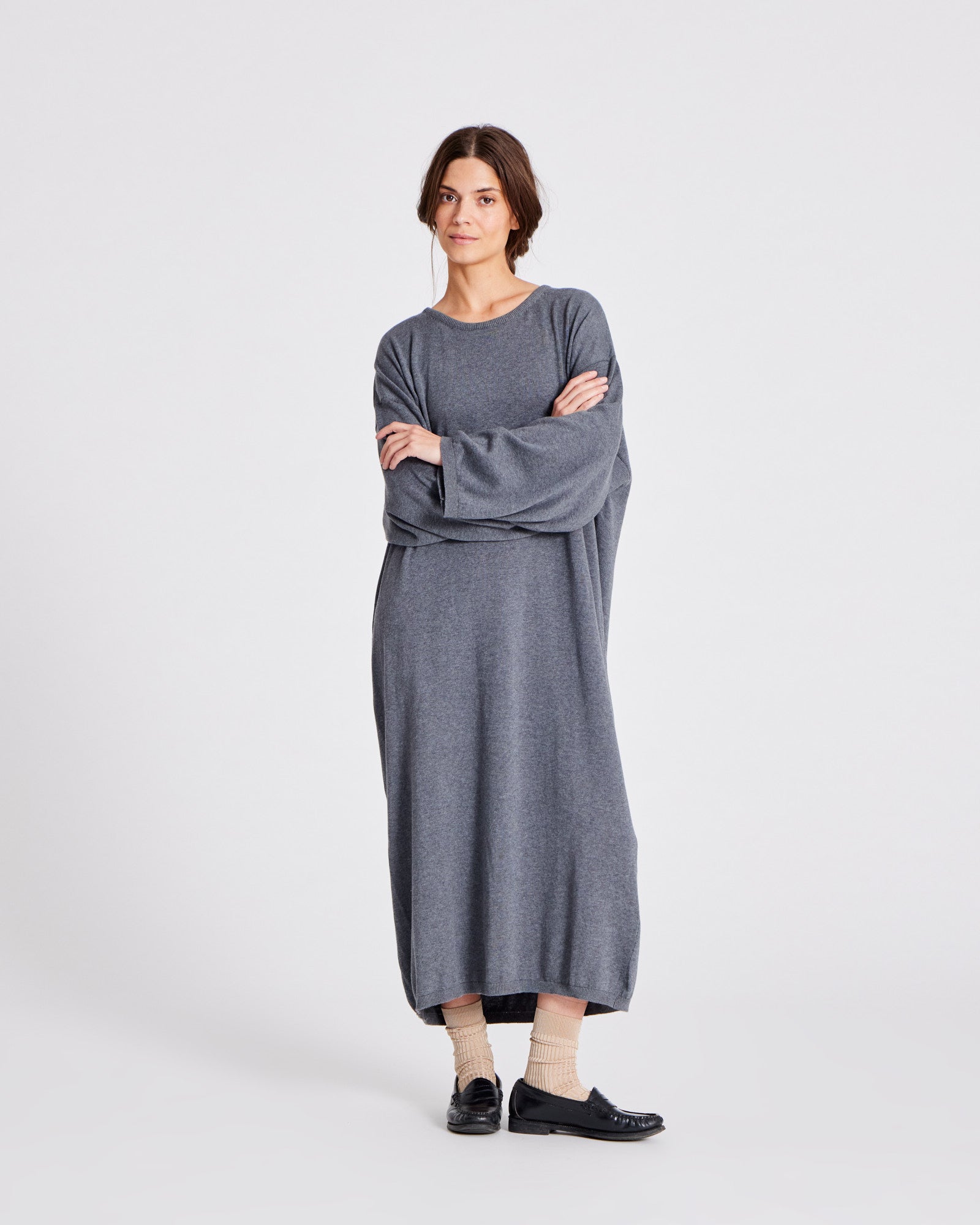 GAI+LISVA Sisse Cotton Knit Dress GOTS Cotton l Knitwear 631 Grafitti Grey Melangé