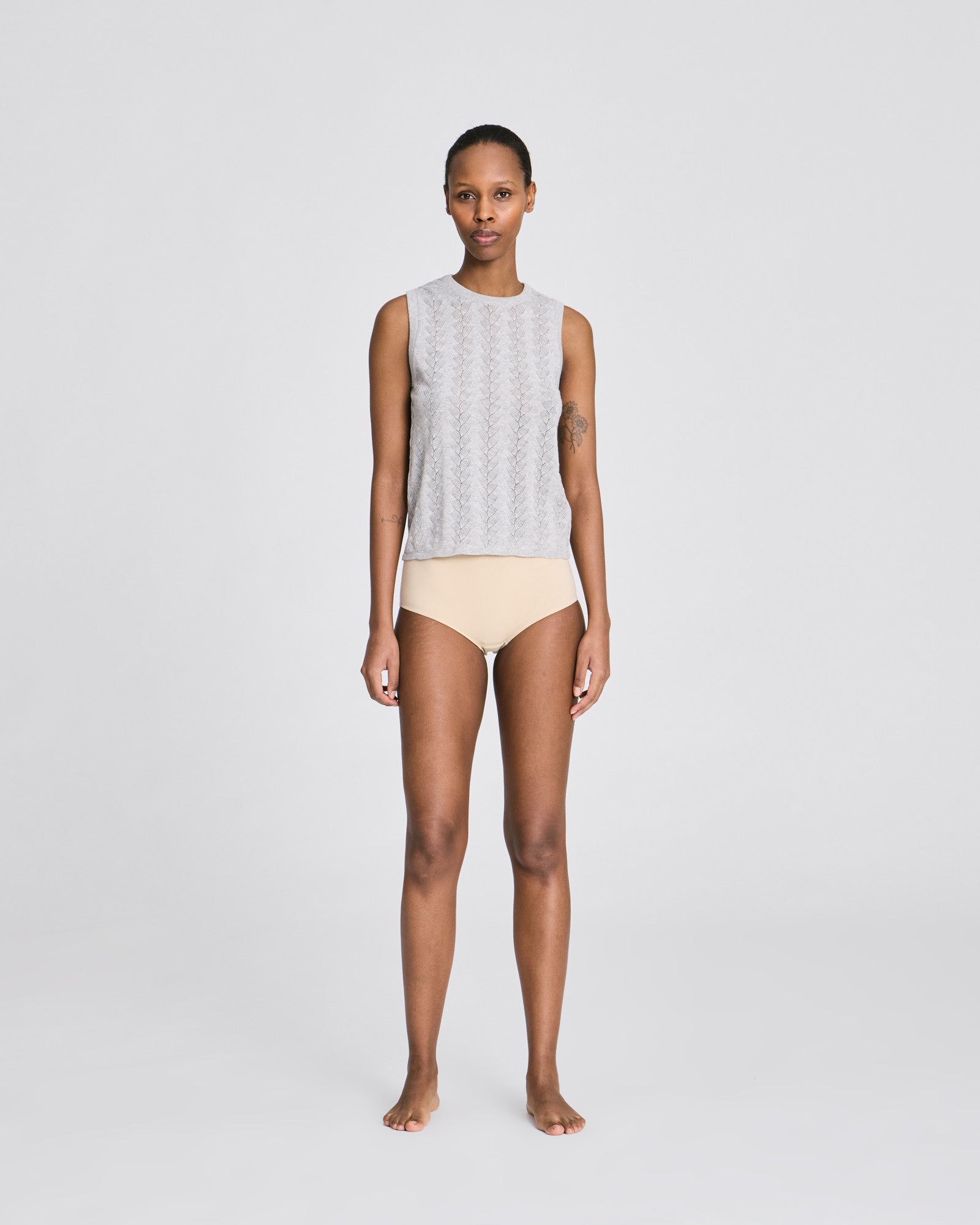 GAI+LISVA Sofie Butterfly Knit Top - GOTS Cotton l Knitwear 601 Light Grey Melange