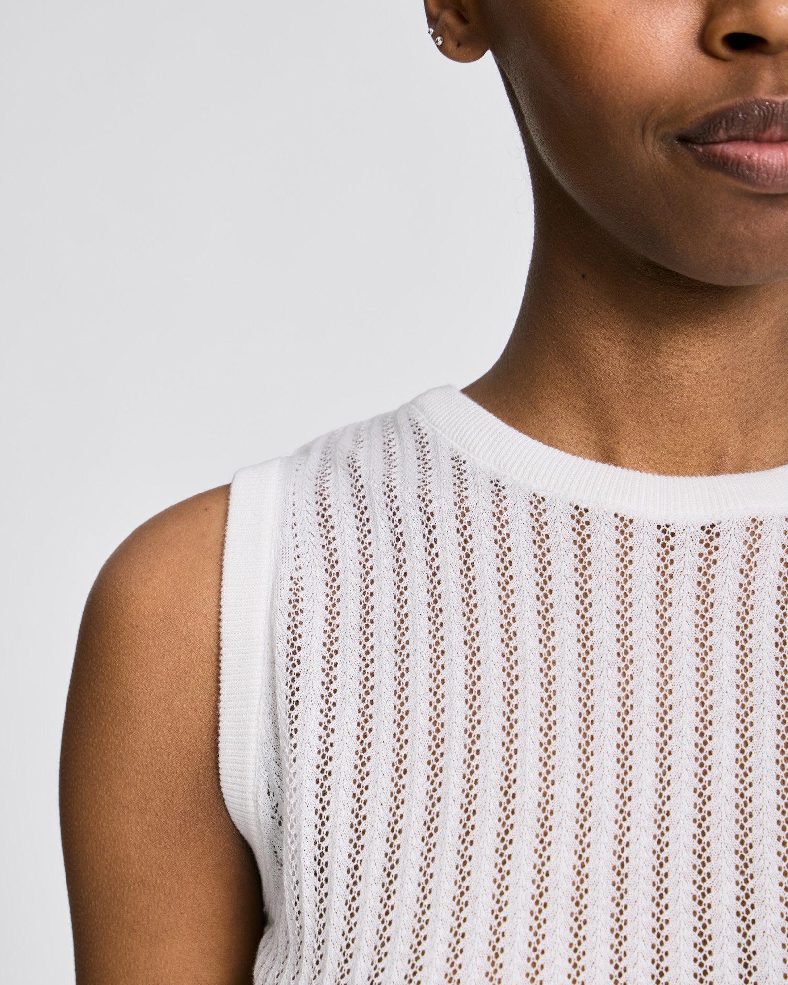 GAI+LISVA Sofie Fishbone Pointel Knit Top - GOTS Cotton l Knitwear 100 White