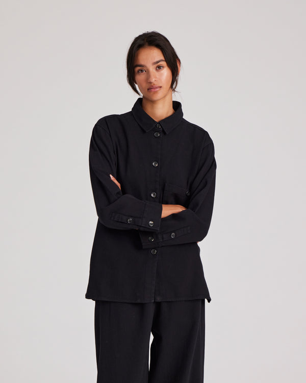 GAI+LISVA Sussie Hemd aus Twill GOTS 243975 - Schwarz Shirt 650 Black