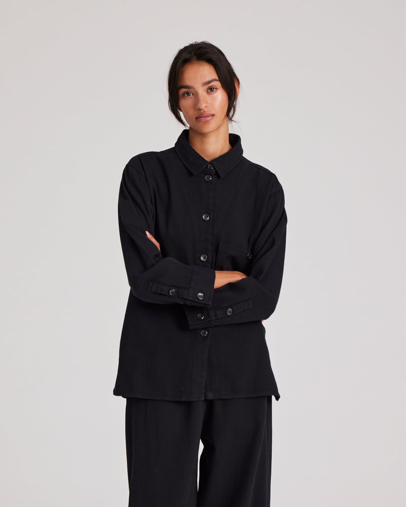 GAI+LISVA Sussie Hemd aus Twill GOTS 243975 - Schwarz Shirt 650 Black
