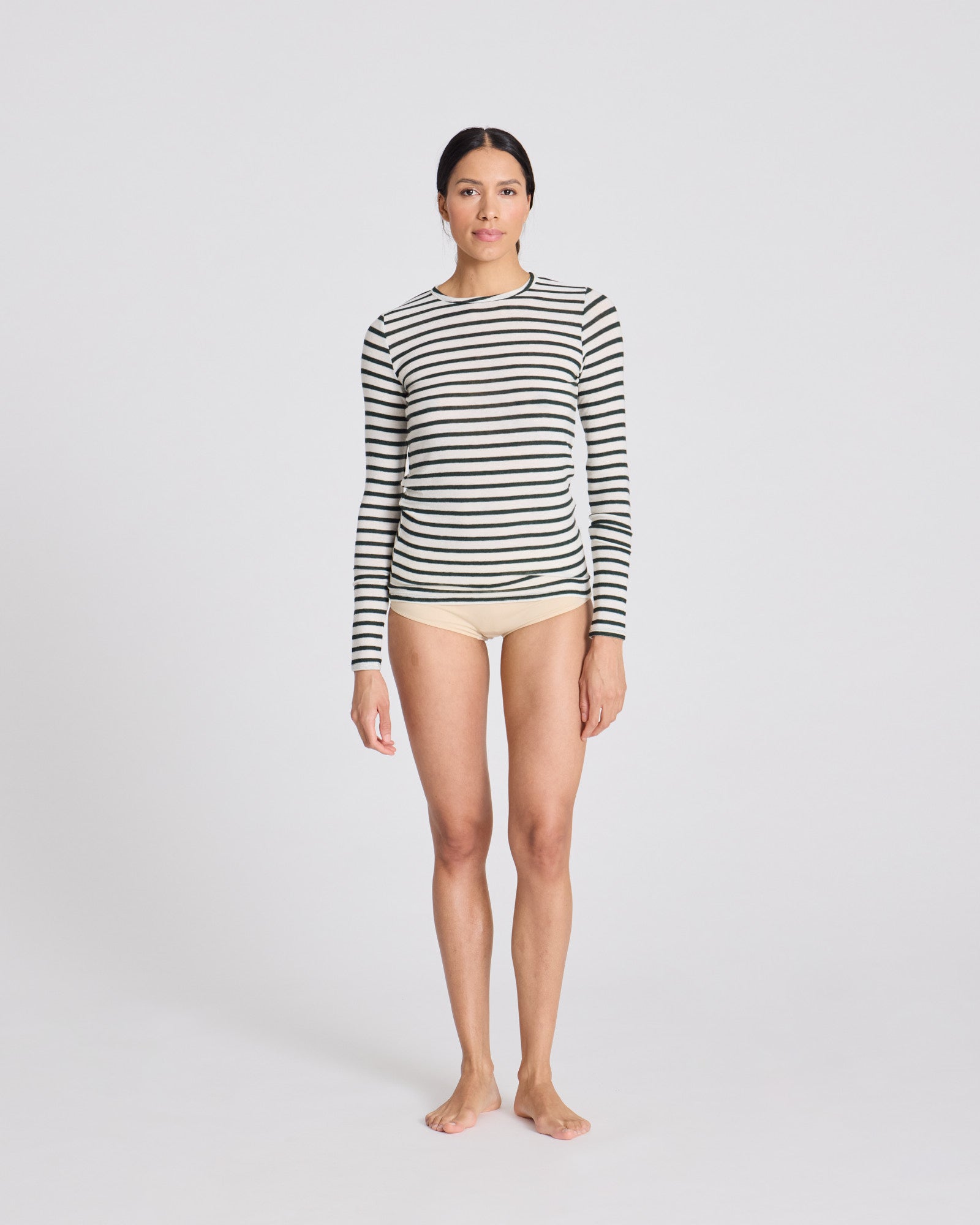 GAI+LISVA Thyra Wool Top Top 199 Reverse Dark Olive Stripe