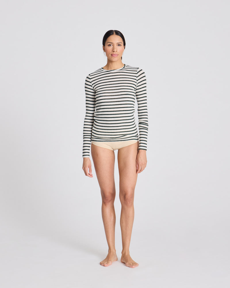 GAI+LISVA Thyra Wool Top Top 199 Reverse Dark Olive Stripe