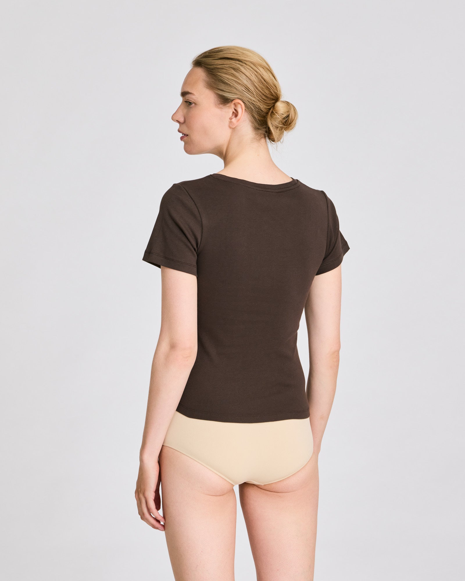 GAI+LISVA Trille Cotton Top 1x1 Rib Tee Tops & T-shirts 681 Mulch
