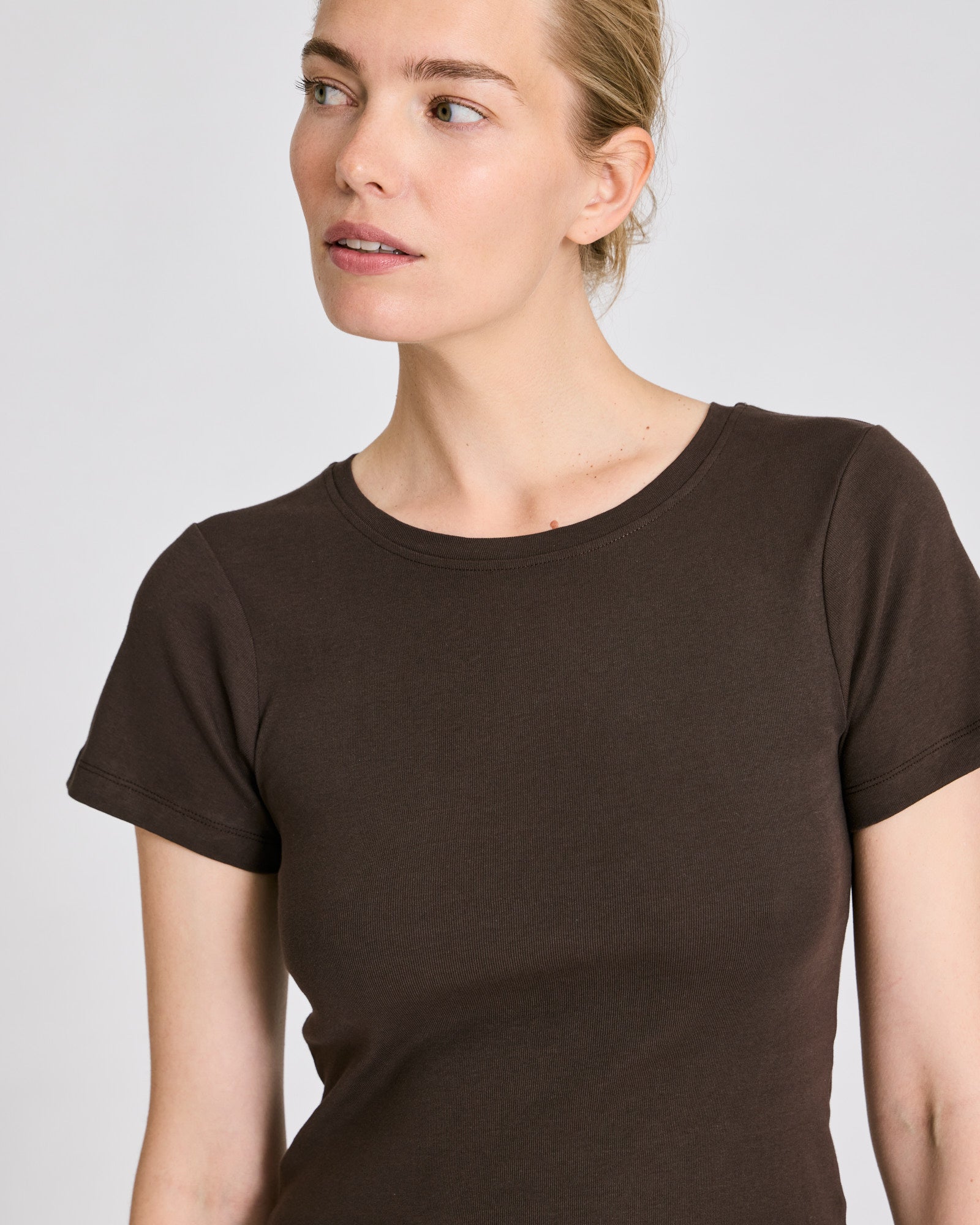 GAI+LISVA Trille Cotton Top 1x1 Rib Tee Tops & T-shirts 681 Mulch