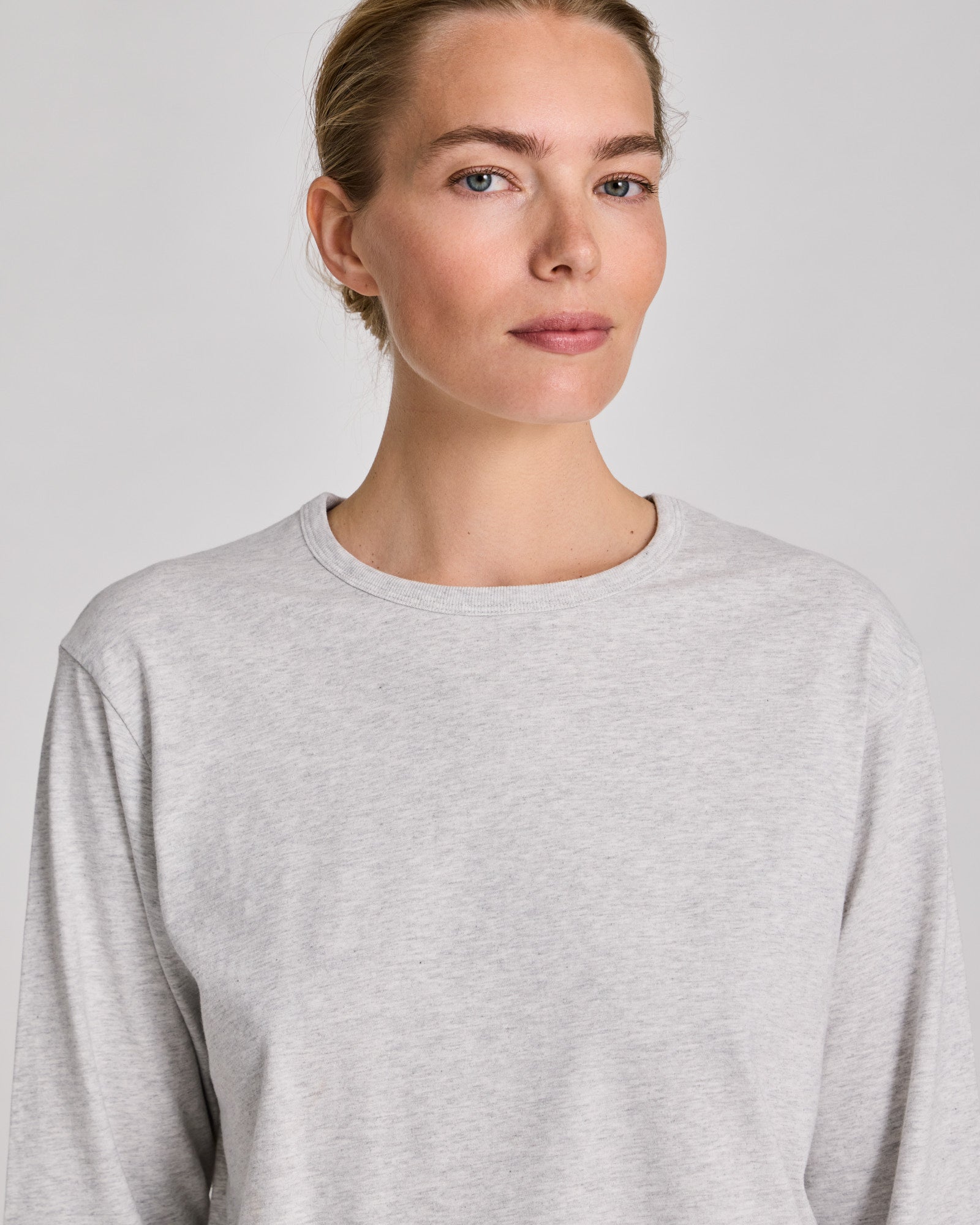 GAI+LISVA Veronica L/S Cotton Single Jersey Tee Tops & T-shirts 601 Light Grey Melange