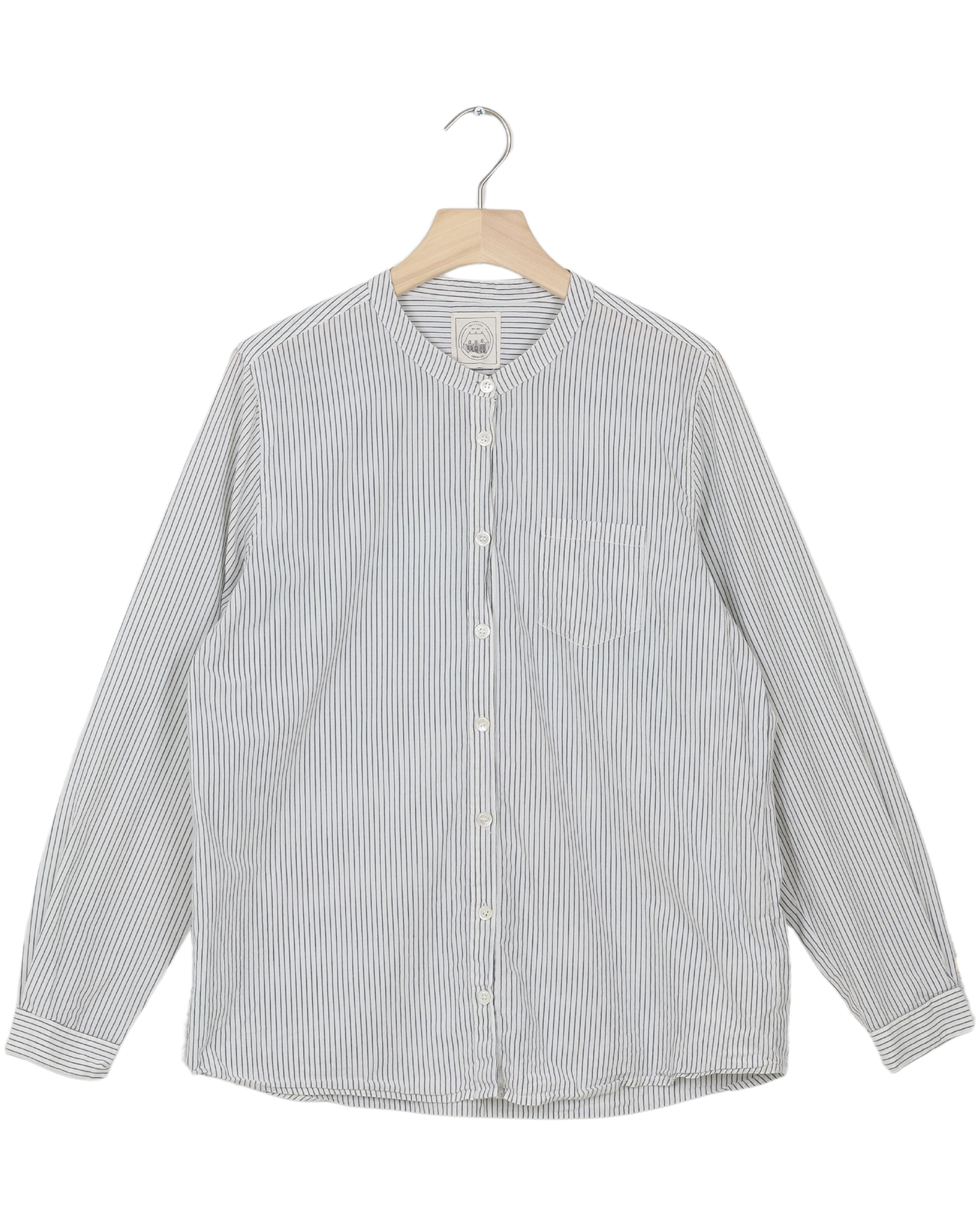 Secondhand Woodie Shirt Cotton pin stripe GOTS 243975 - Denim Blue Stripe