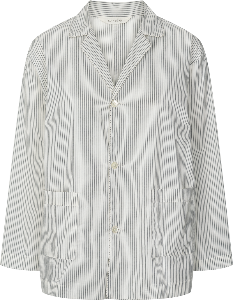 GAI+LISVA Nora Shirt Cotton Striped Shirt 470 Denim Blue Stripe