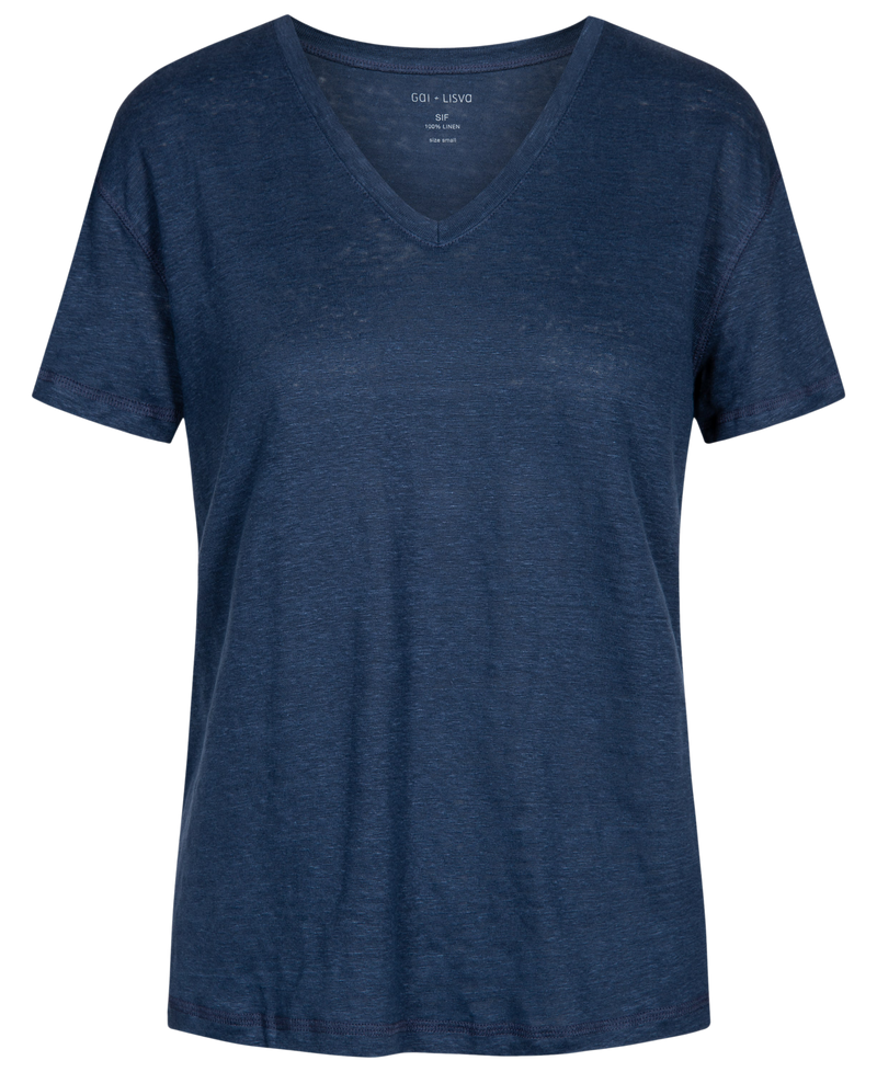 GAI+LISVA Sif Linen Tee Shirt Top 453 Navy